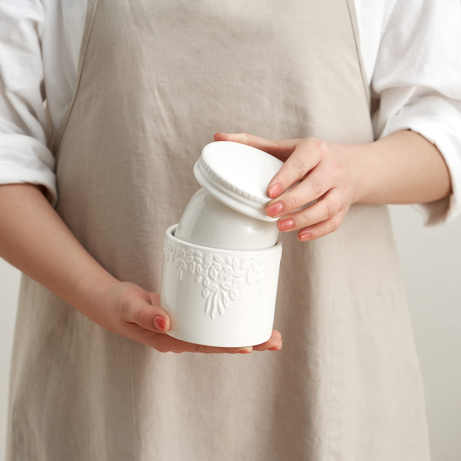 Toptier Ceramic French Butter Keeper with Water Line â€?Countertop Crock for Soft, Spreadable Butter