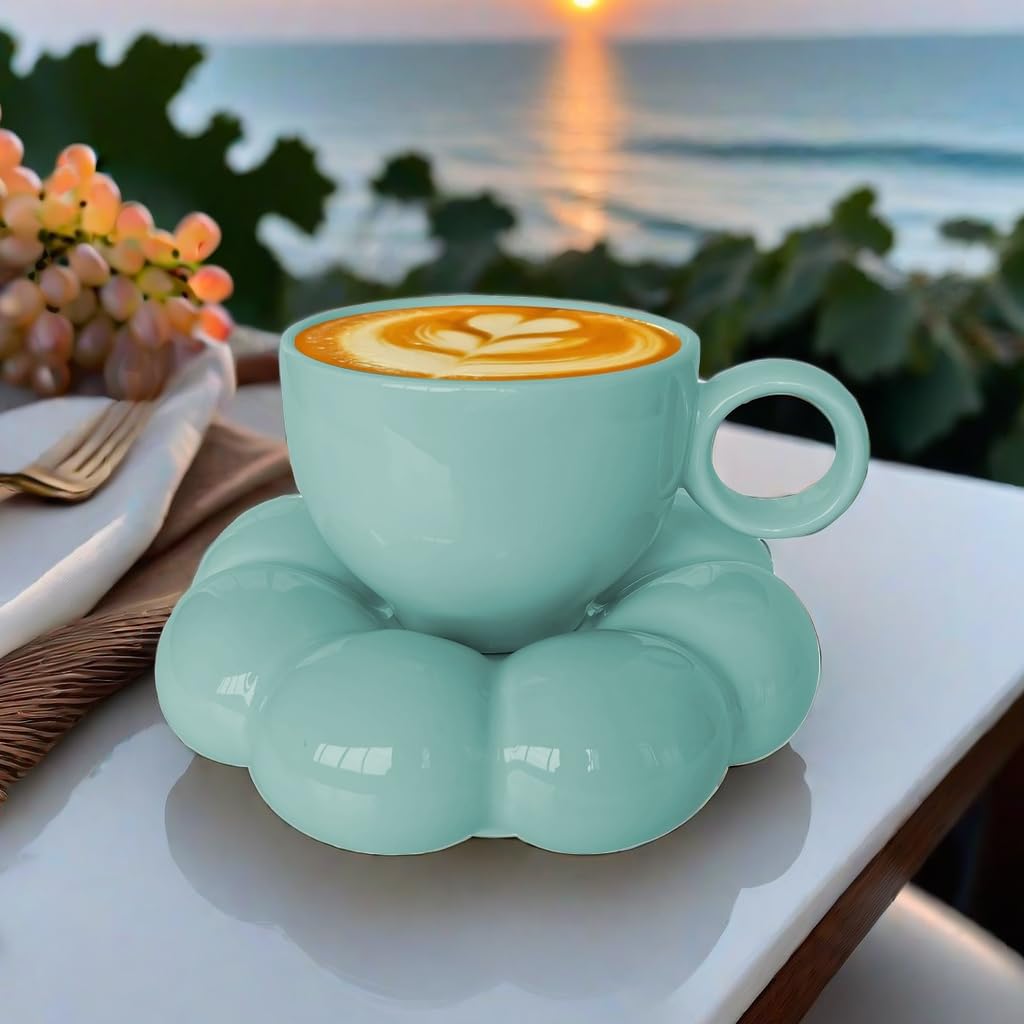 Coffee Mug, Tea Cup and Saucer Set with Spoon  10oz