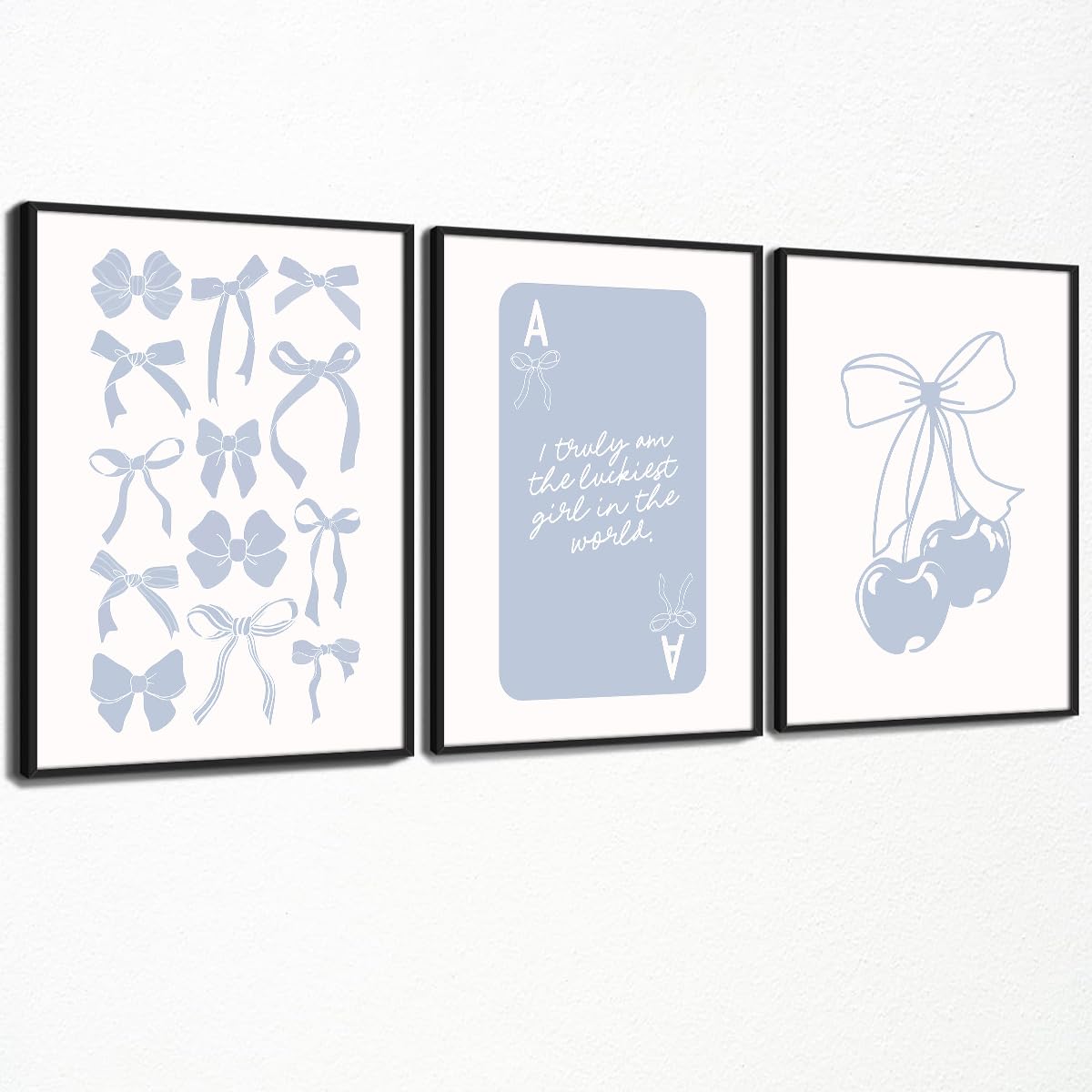Coquette Bow Aesthetic Poster Preppy Wall Art Set of 3 Trendy Cute Canvas Prints