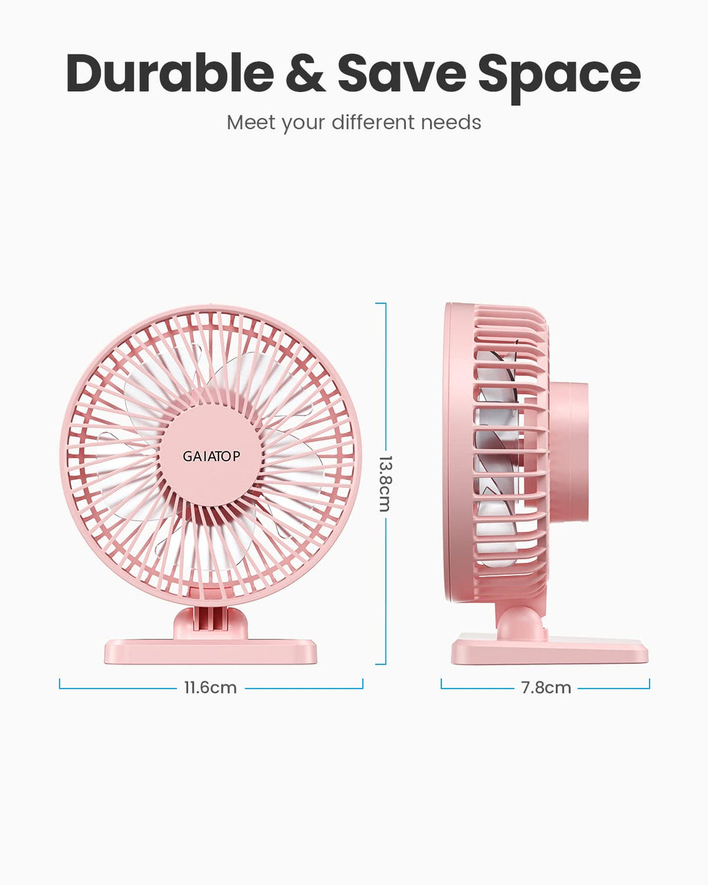 USB Desk Fan, Small But Powerful, Personal Portable Quiet 3 Speeds, Adjustable Mini Table Desktop fan for Cooling