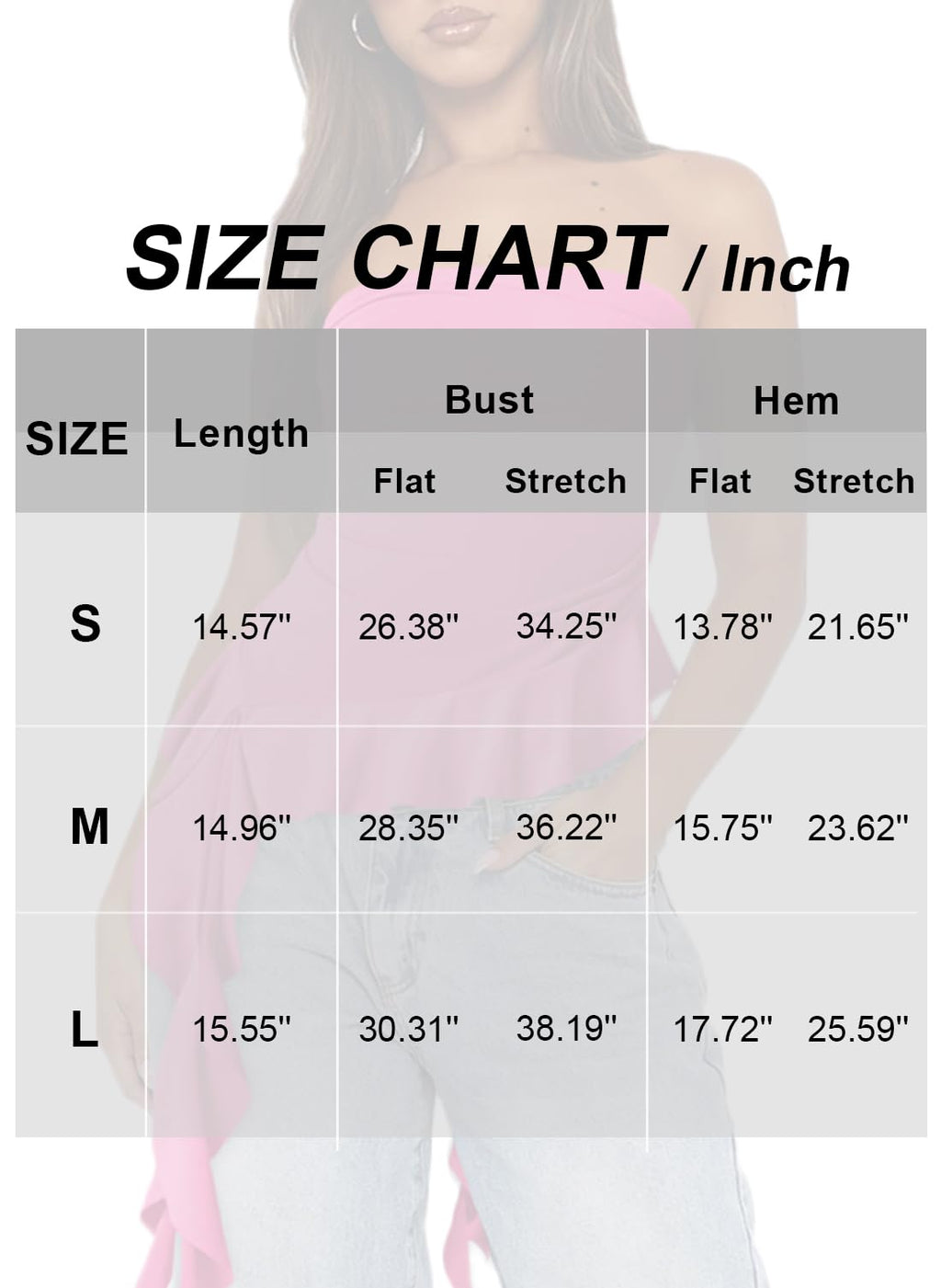 Women Strapless Tops Ruffled Asymmetrical Hem Tube Tops Ruched Bandeau Cami Tanks