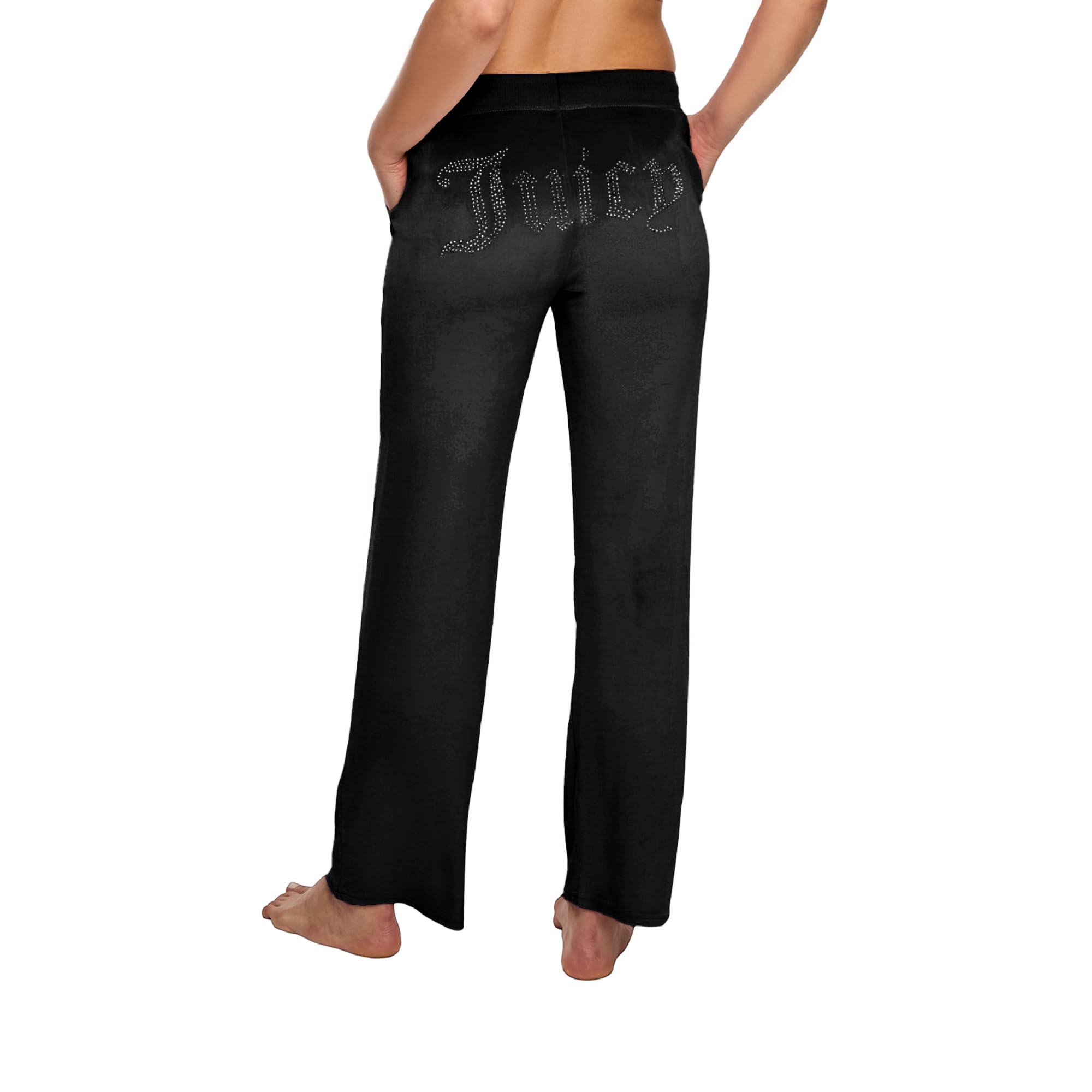 Juicy Couture Women's Velvet Fleece Lounge Pajama Pants with Rhinestone Accents