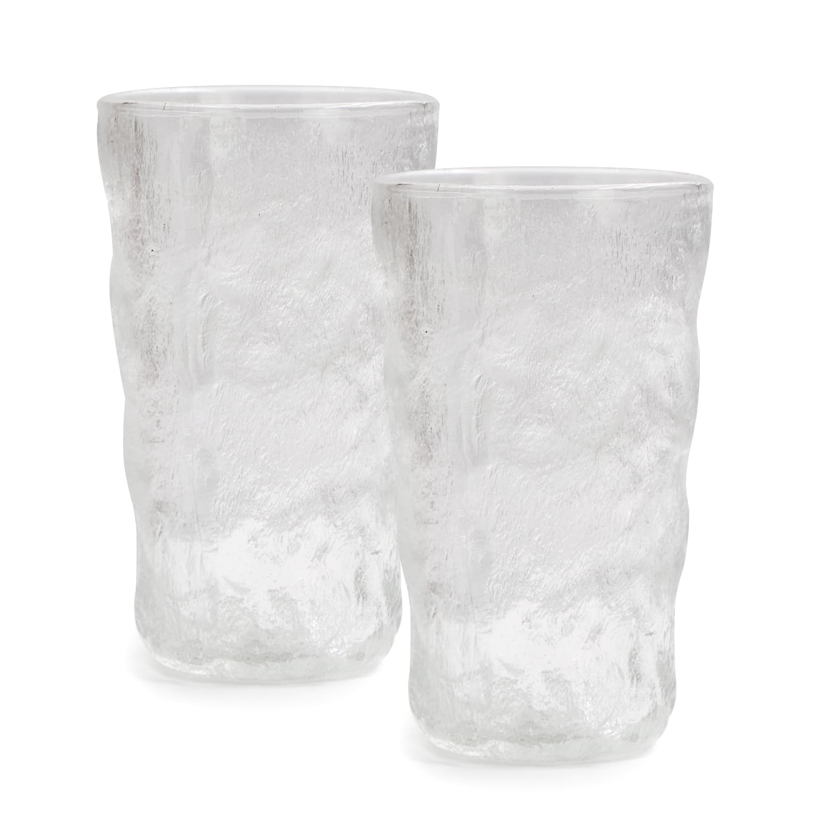 Drinking Glasses, Glassware Sets of 2, Mixed Drinking Glacier Pattern 12 oz Glass Cups