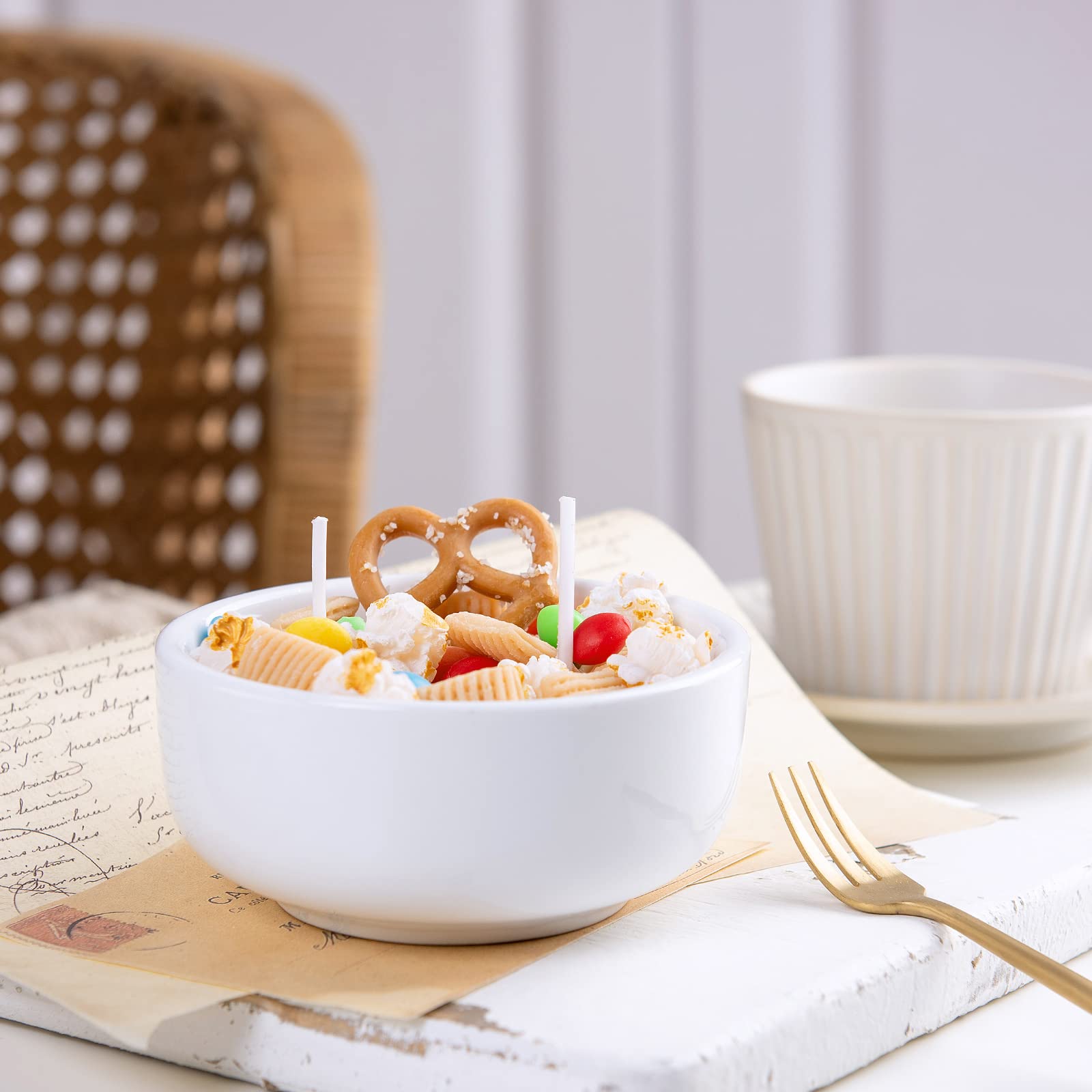 Cereal Bowl with Metal Spoon Scented Soy Candle