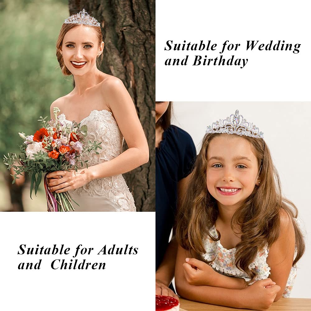 Princess Crystal Tiara Crown Headband Elegant Crown With Combs