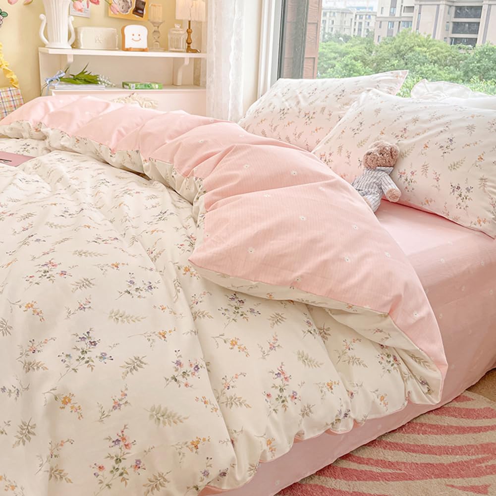 Duvet Cover Printed Bedding Set 3Pcs Girls Kawaii Pattern Comforter Cover with Zipper Closure Soft Breathable Microfiber