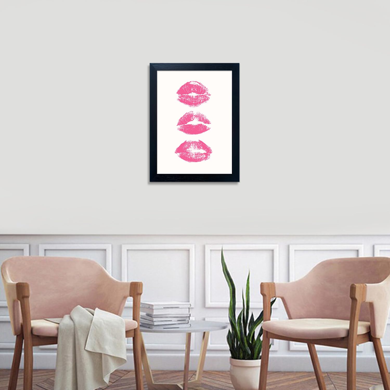 Pink Makeup Room Wall Art Fashion Canvas Wall Art Beauty Room Decor Art Pink Lips Canvas Artwork Trendy Girly Wall Art Women Bedroom Bathroom Decor Print