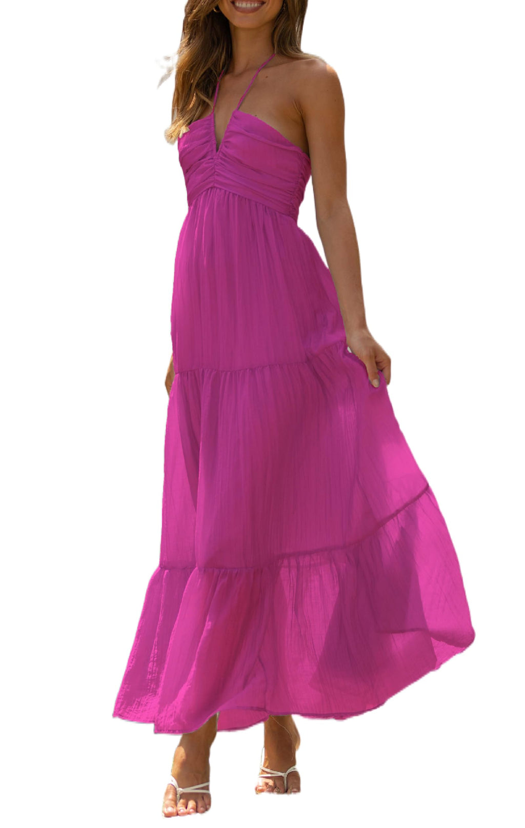 Women Y2k Bodycon Long Dress Spaghetti Strap Low Cut Dress Casual Backless Flowy Maxi Dress Sexy