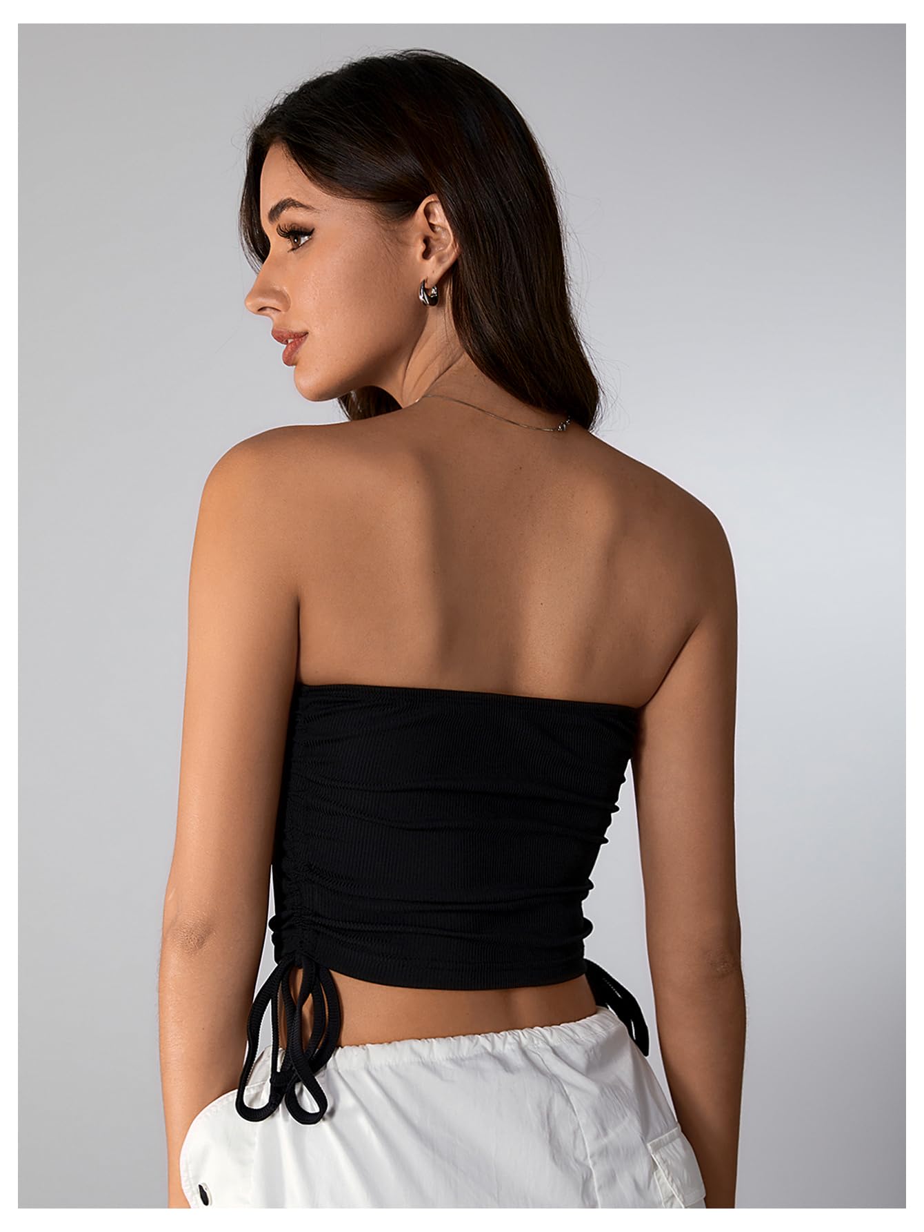 Women's Y2K Tube Tops Rhinestone Strapless Sleeveless Graphic Crop Tops