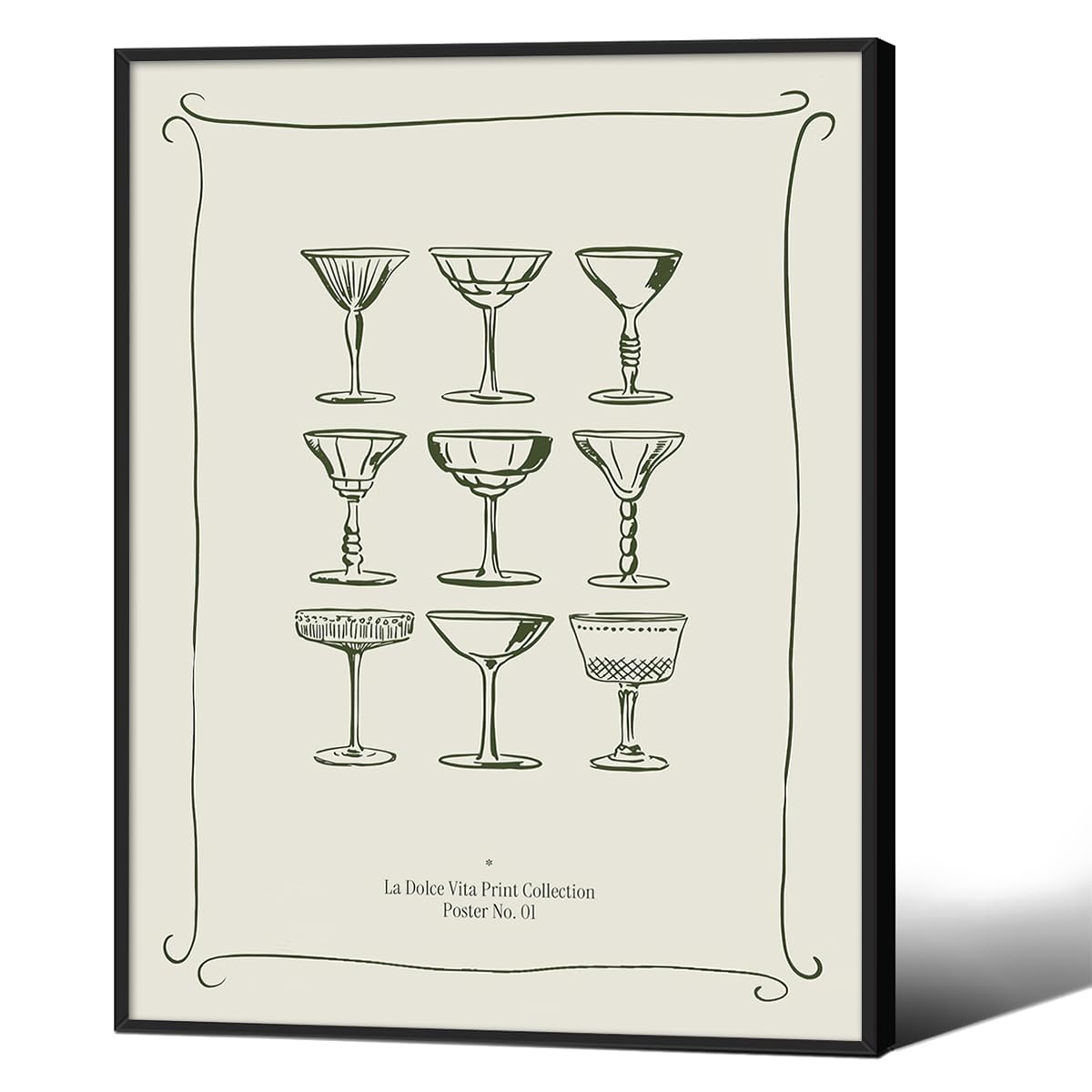 Cocktail Poster Alcohol Drink Wall Art Preppy Bar Cart Canvas Prints for Funky Bar Kitchen Wall Decor