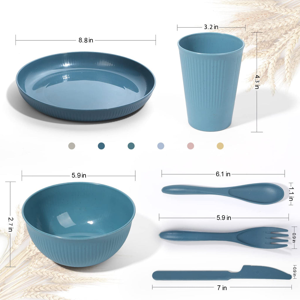 Wheat Straw Dinnerware Sets -36 Piece Unbreakable Dinnerware Sets for 6, Wheat Straw Plates and Bowls Set, Lightweight