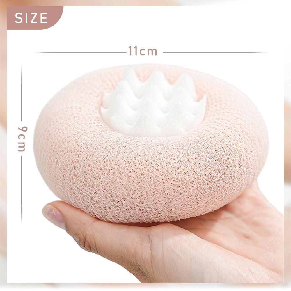 Upgraded 2-in-1 Sunflower Bath Ball Exfoliating Bath Sponge Cleaning Brush, Super Soft Sunflower Suction Cup Bath Ball, Sponge Mesh Pouf Shower Ball