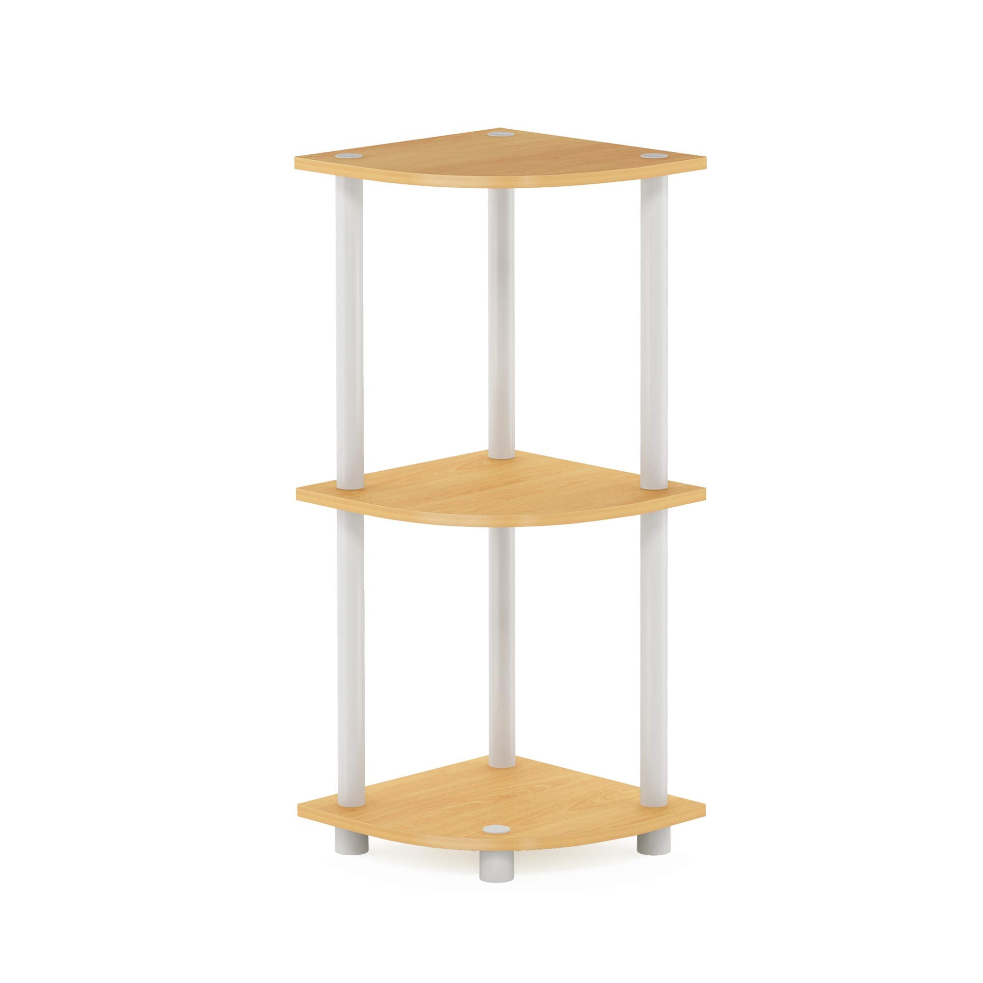 Three-Tier Round Tube Reversible Corner Display Rack Multipurpose Shelving Unit