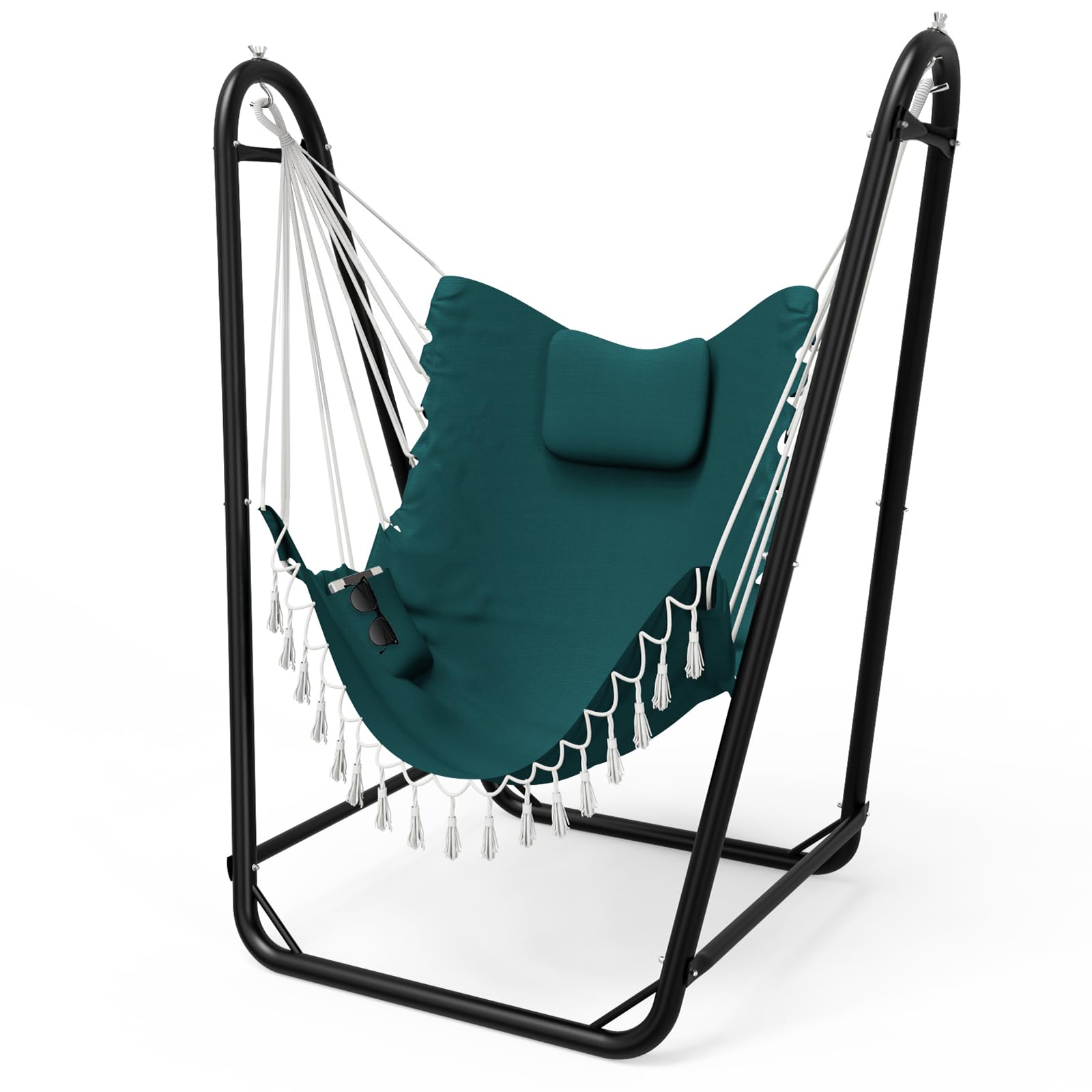 Hammock Chair with Stand,Heavy-Duty Hanging Chair with Stand for Indoor Outdoor, Sturdy Swing Chair Stand Max Load 350 pounds (Hammock Chair Included)