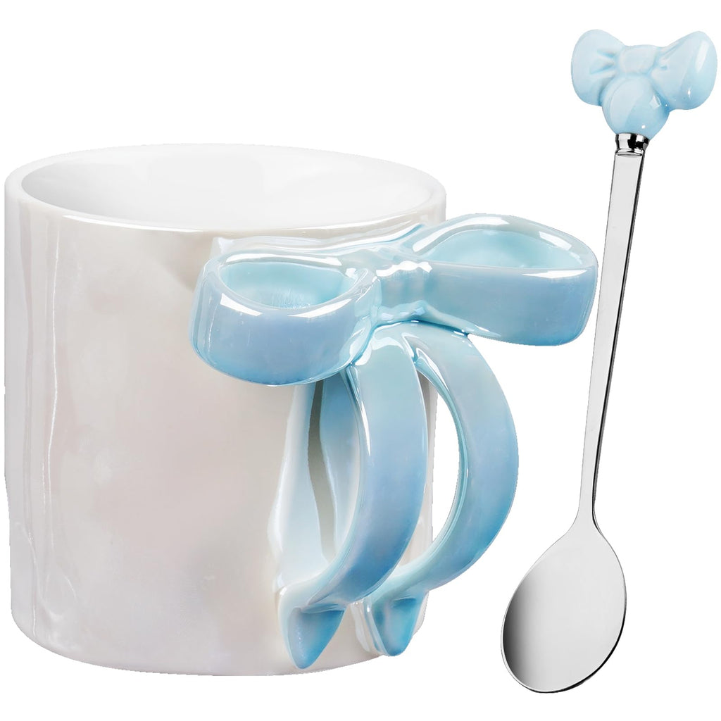 Ceramic Bow Handle Mug, Electroplated Finish with Shimmering Starry Glow, High-Temperature Fired for Durability 12OZ