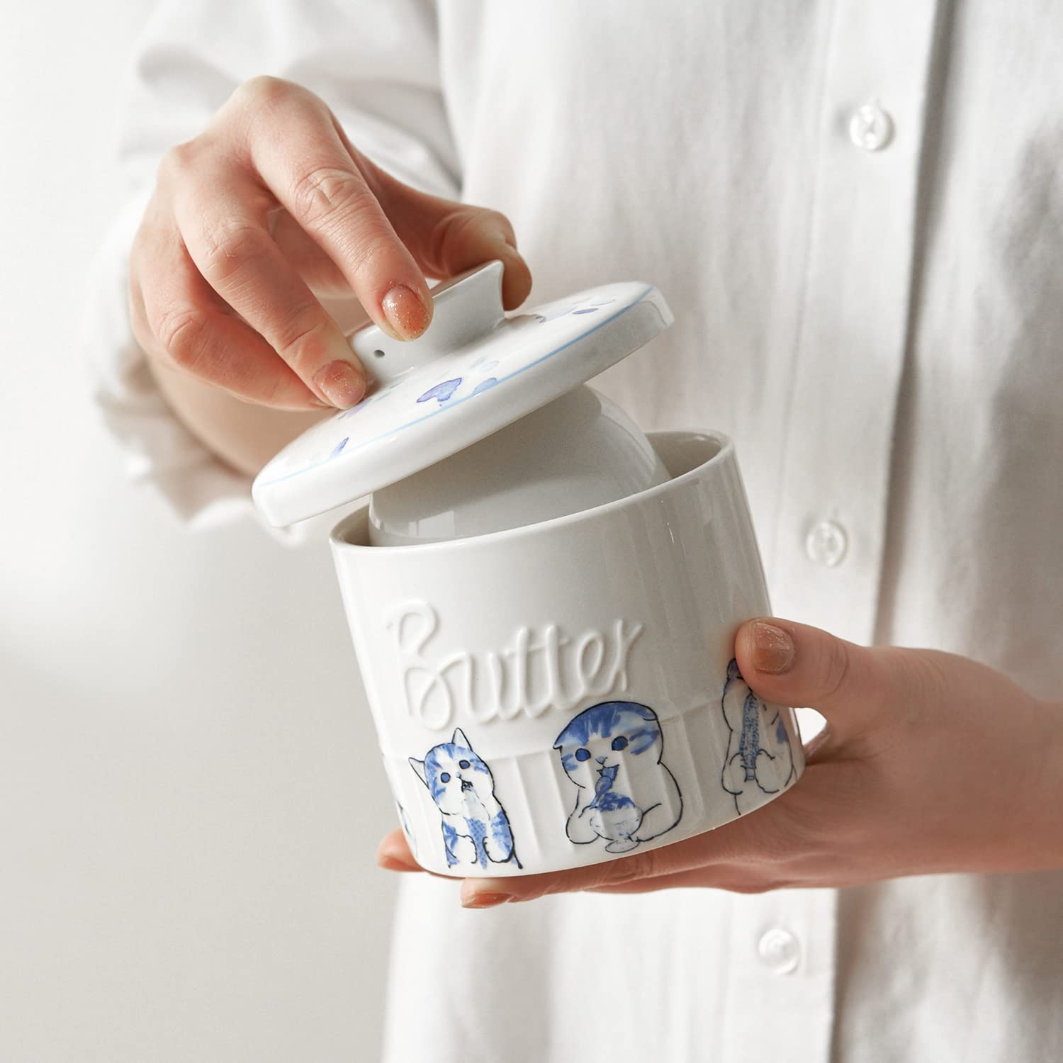 Toptier Ceramic French Butter Keeper with Water Line â€?Countertop Crock for Soft, Spreadable Butter