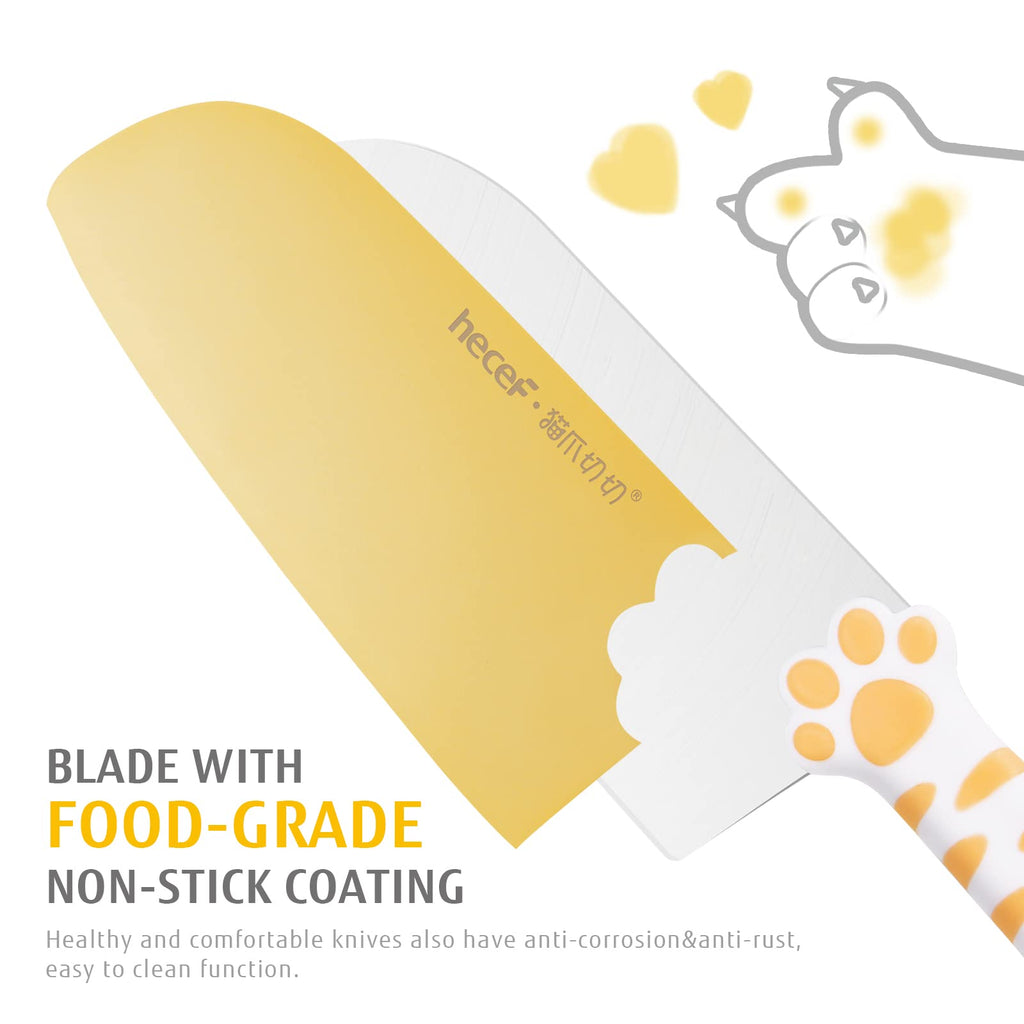 Cute Kitchen Knife Set, Dishwasher Safe, 5-piece Non-Stcik Knives Set with Detachable Block and Scissors,Sharp for Chopping, Slicing, Dicing and Cutting