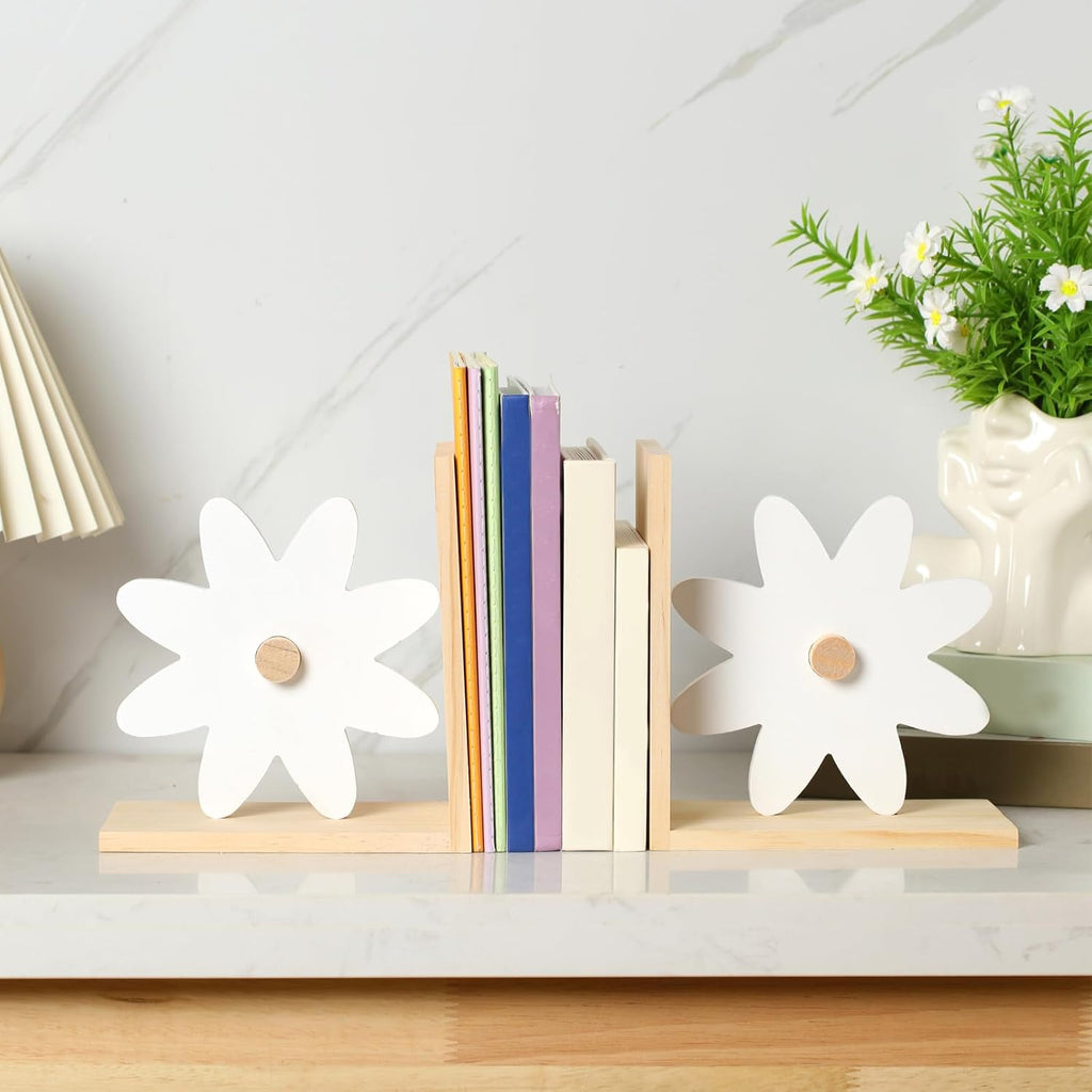 Daisy Wooden Bookends 2 Pcs
