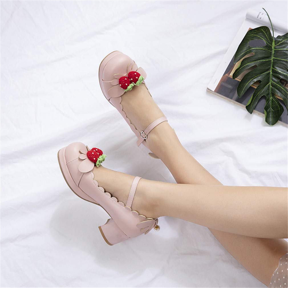 Women's Cute Lolita Cosplay Shoes Mid Chunky Heel Mary Jane Pumps