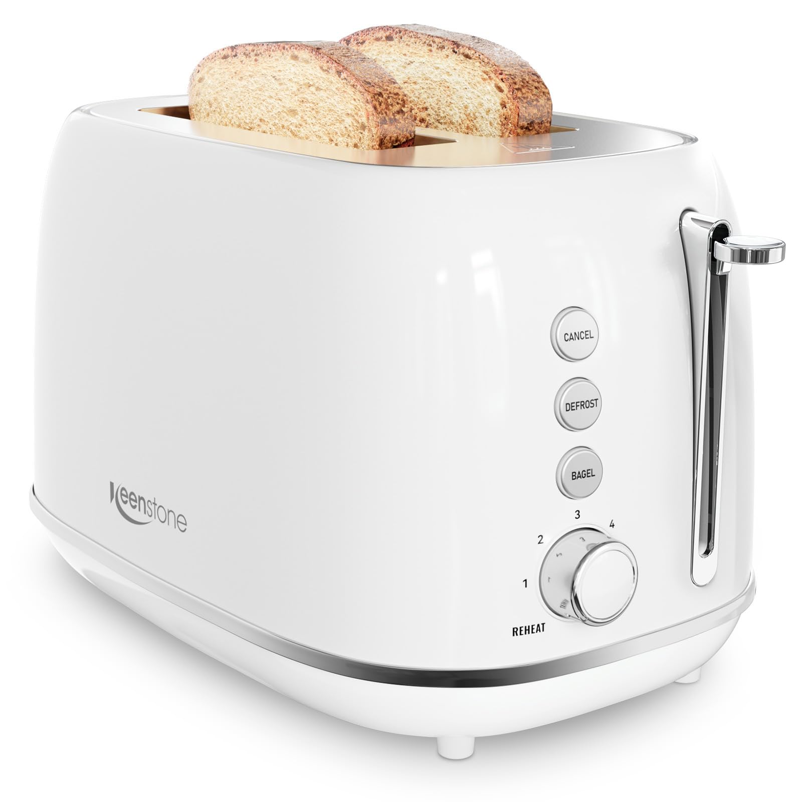 Toaster 2 Slice Stainless Steel with 6 Bread Shade Settings, Retro Toaster with Extra Wide Slot