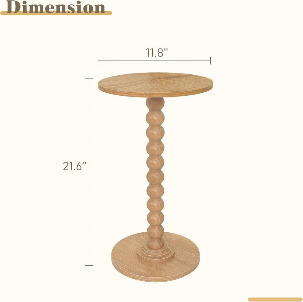 Round Side Table, Small Drink Table for Small Spaces, Modern Accent End Table Nightstand with Solid Wood Leg for Living Room, Bedroom, Corners, and Office