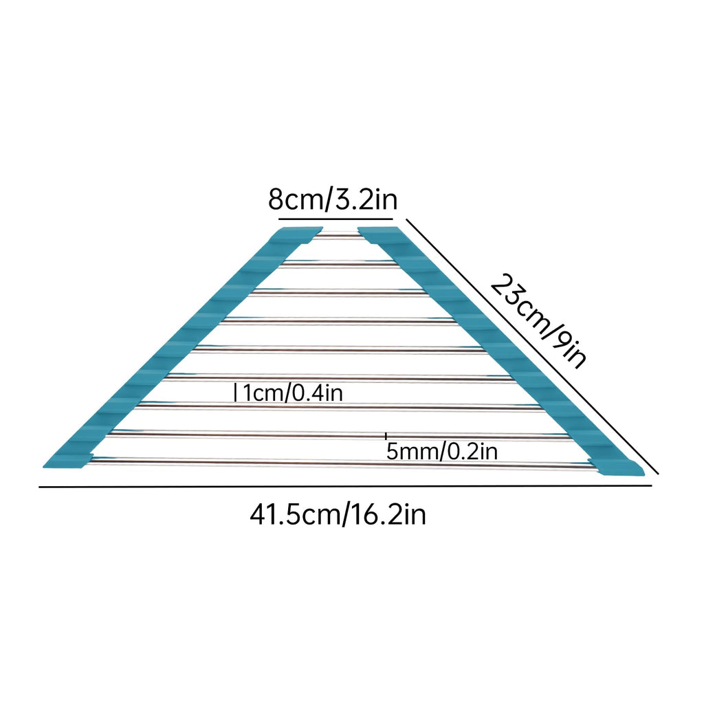Triangle Foldable Dish Drying Rack, Small Roll-Up - Stainless Steel Over Sink Drainer for Kitchen Sink Corner, Rustproof