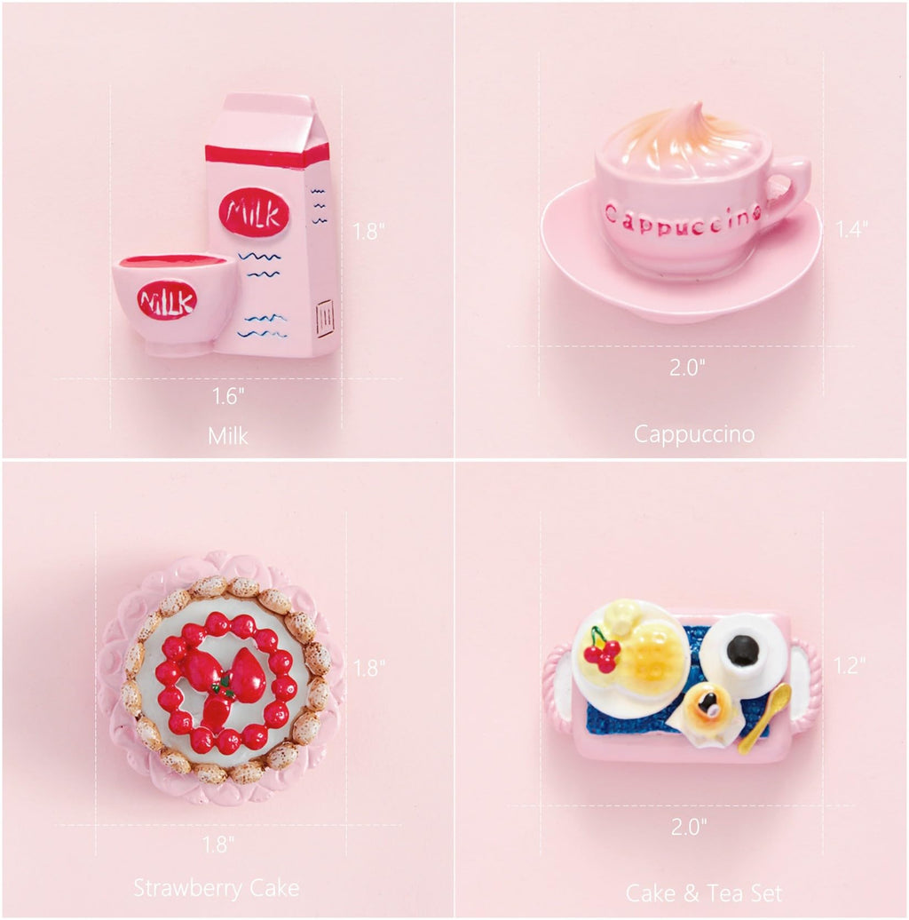 Cute Pink Aesthetics Kitchen Refrigerator Magnets â€?Strong Magnetic Hand-Painted Decor, Eco-Resin Magnets for Fridge