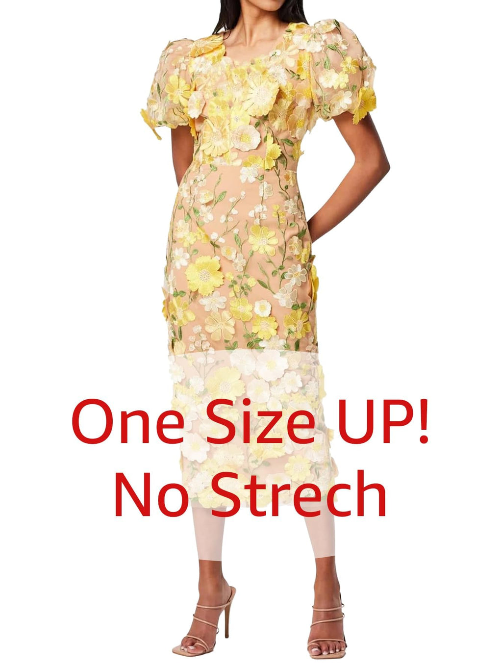 Women's 3D Floral Embroidery Dress Ruffle Sleeve Fishtail Lace Bodycon Party Cocktail Mixi Dress