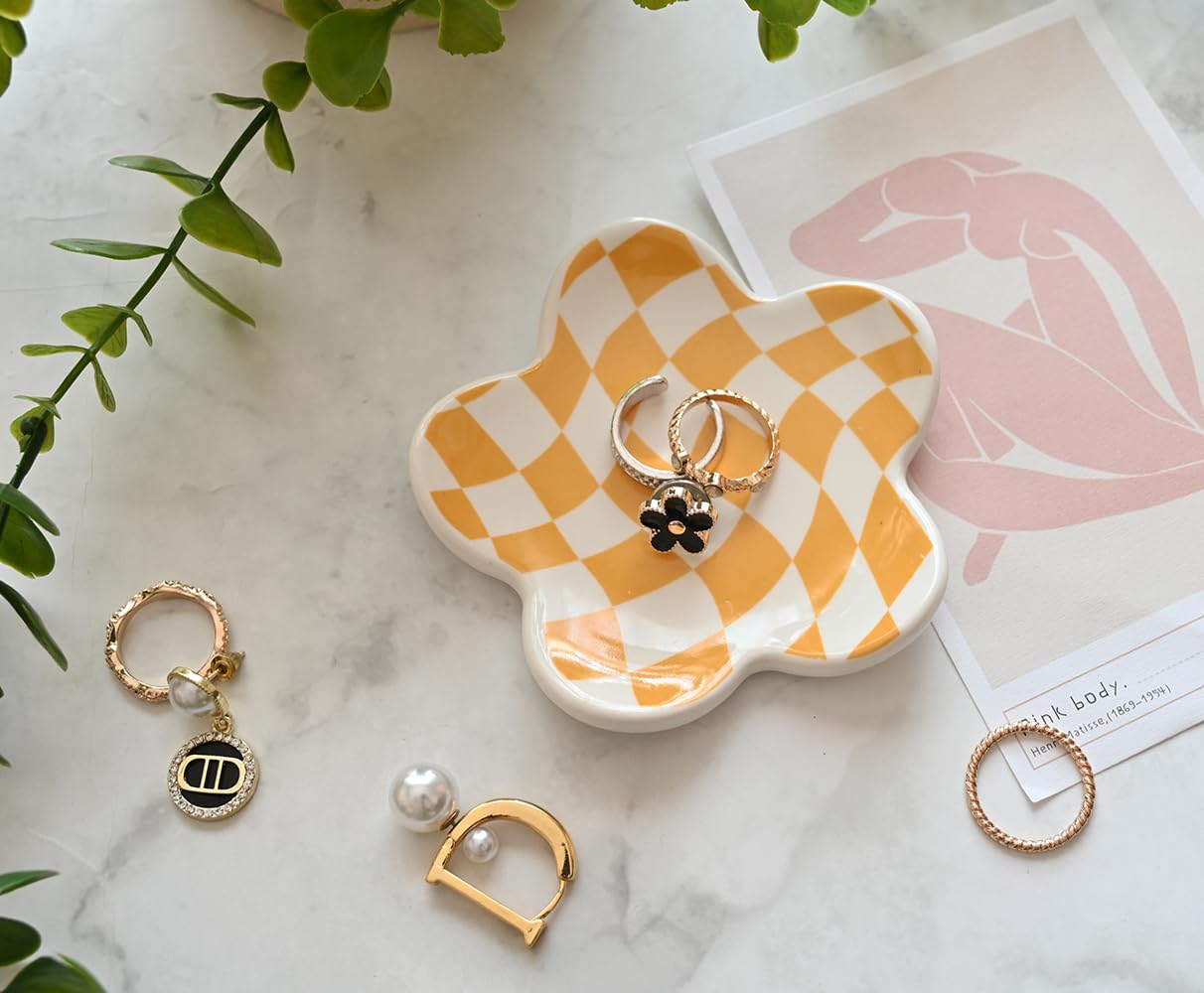 Room Decor Aesthetic Stuff for Teen Girls Gifts Trendy Stuff Pink Roon Decor Aesthetic Room Decor Bedroom Decor Aesthetic Checkered Jewelry Tray