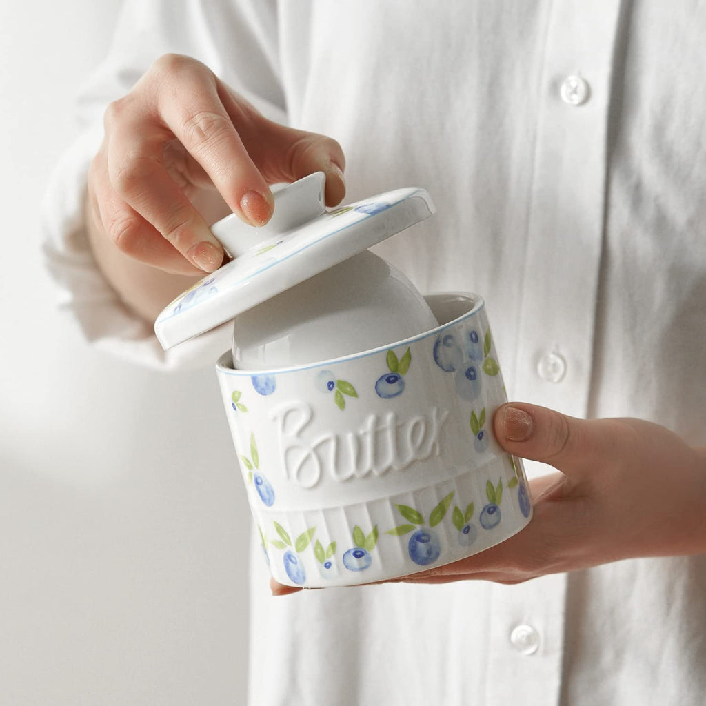 Toptier Ceramic French Butter Keeper with Water Line â€?Countertop Crock for Soft, Spreadable Butter