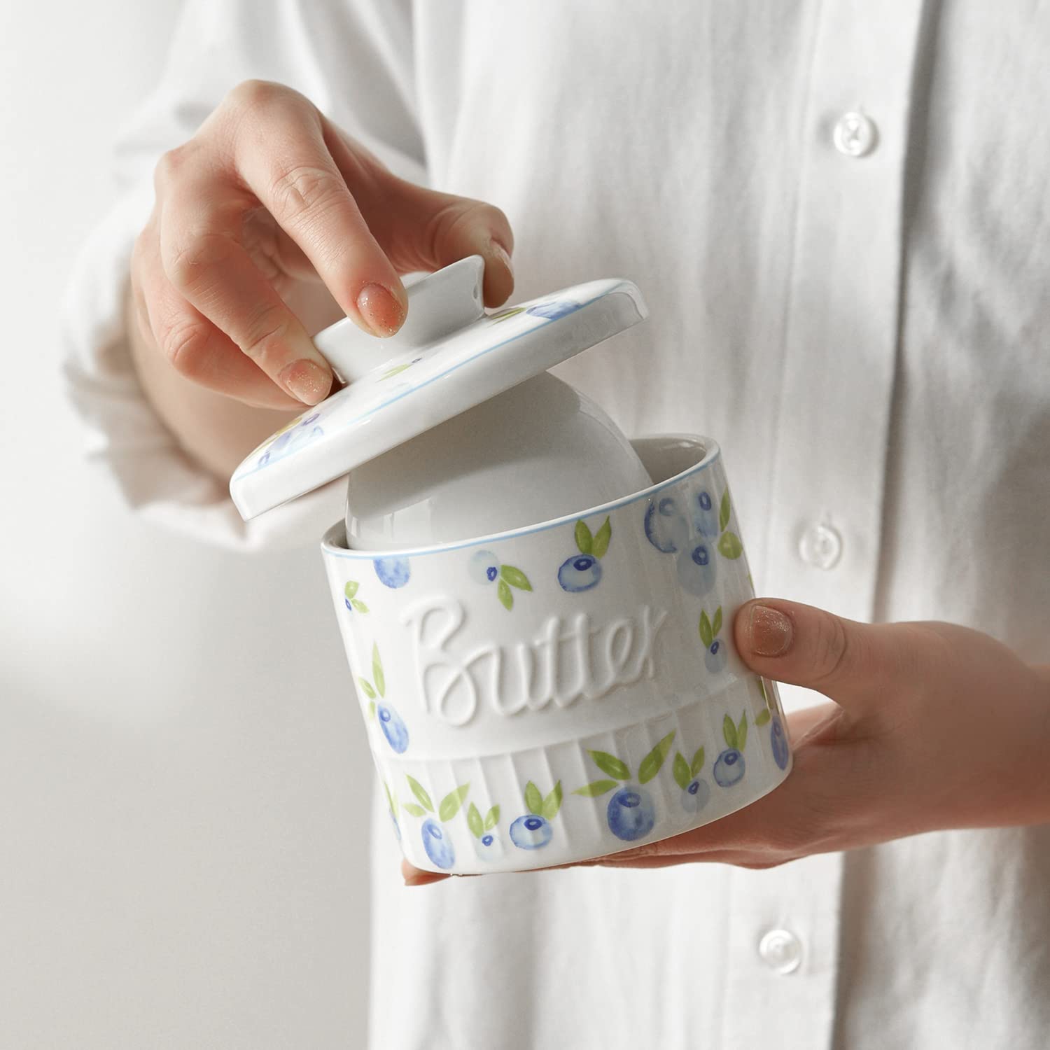 Toptier Ceramic French Butter Keeper with Water Line â€?Countertop Crock for Soft, Spreadable Butter