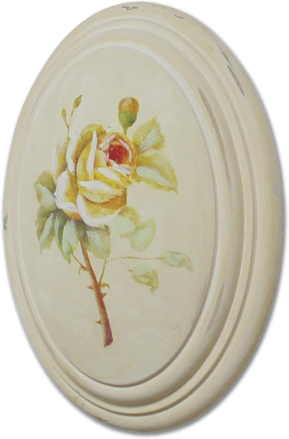 Painted Oval Wooden Frame Wall Hanging 3D Painting Decoration Art, Rose Flower Design Set of 3