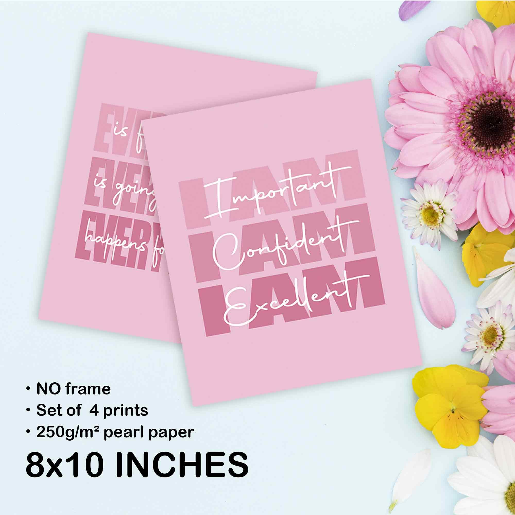 Set of 4 Inspirational Posters â€?Motivational Wall Art for Teen Girls & Women (8x10)