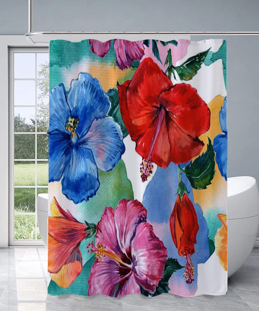 Shower Curtain Bathroom Decor with 12 Plastic Hooks 72 x 72 Inch