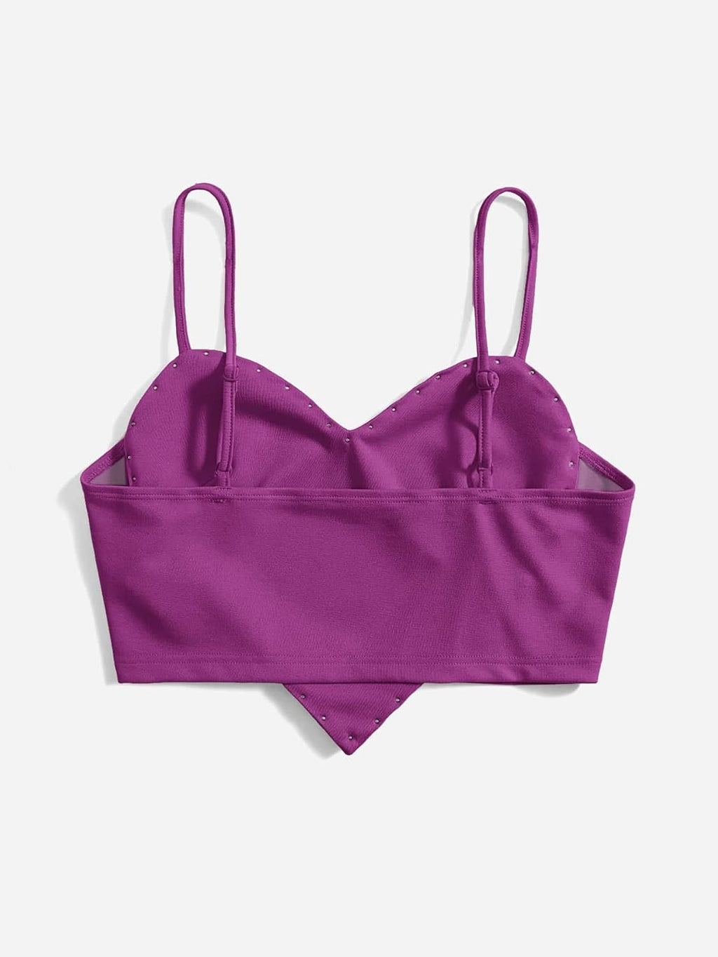 Women's Pearls Sleeveless Asymmetrical Hem Heart Crop Cami Top Sexy Camisole