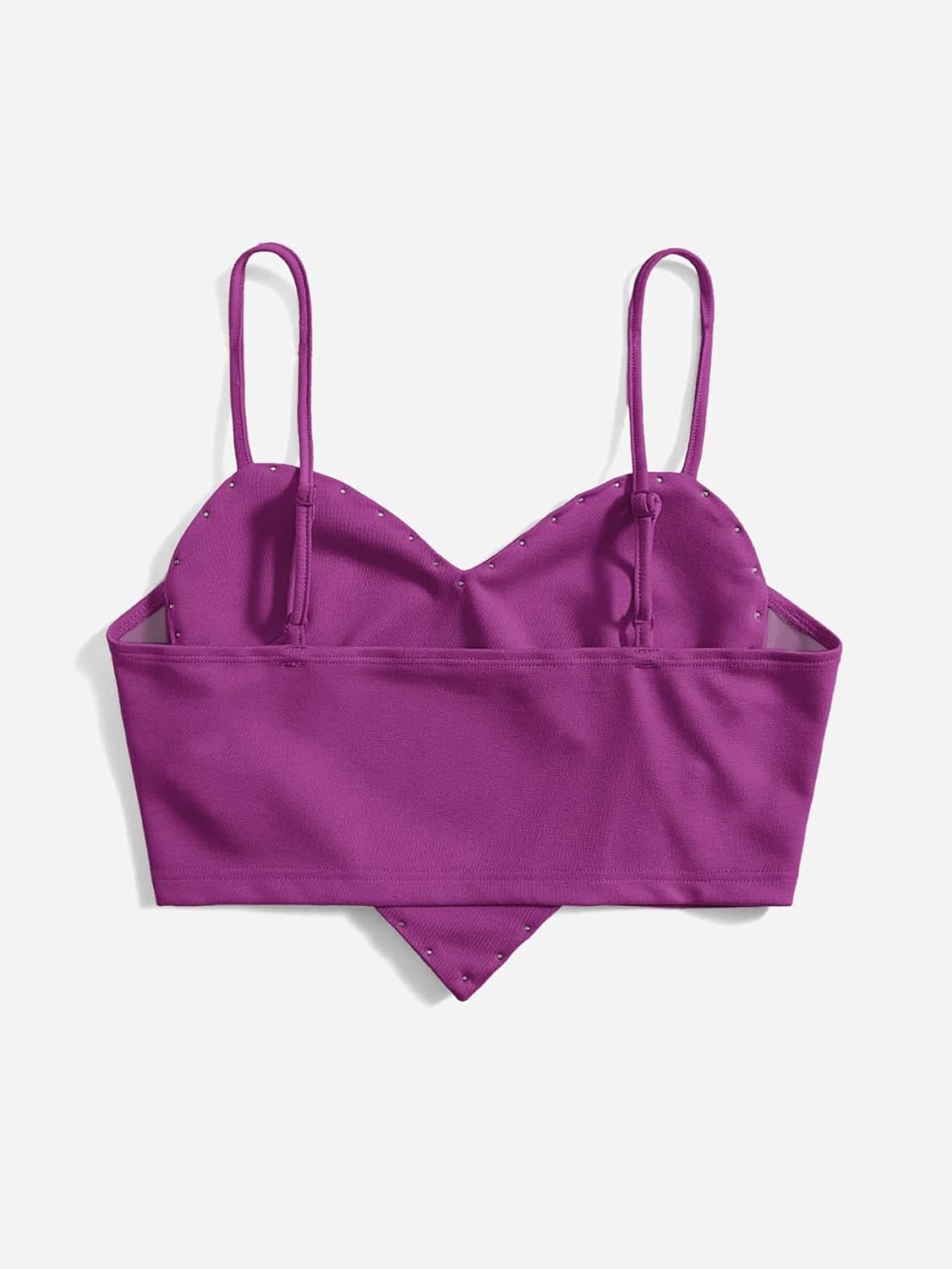 Women's Pearls Sleeveless Asymmetrical Hem Heart Crop Cami Top Sexy Camisole