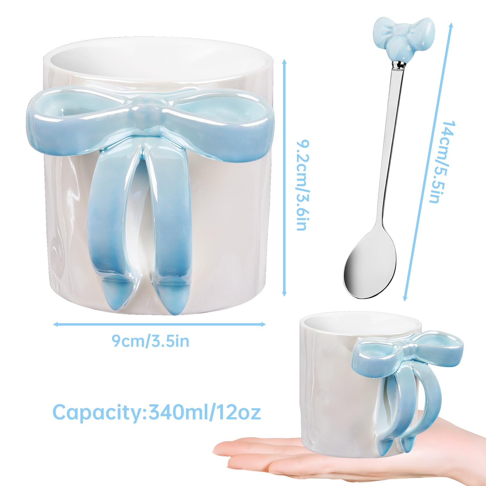 Ceramic Bow Handle Mug, Electroplated Finish with Shimmering Starry Glow, High-Temperature Fired for Durability 12OZ