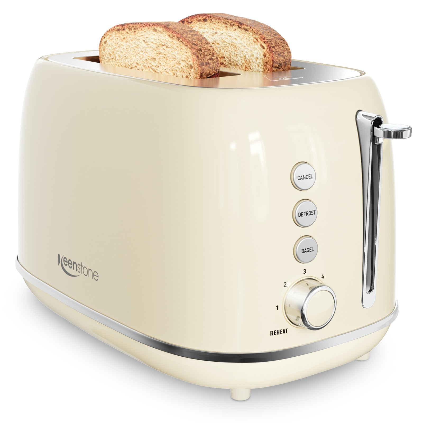 Toaster 2 Slice Stainless Steel with 6 Bread Shade Settings, Retro Toaster with Extra Wide Slot