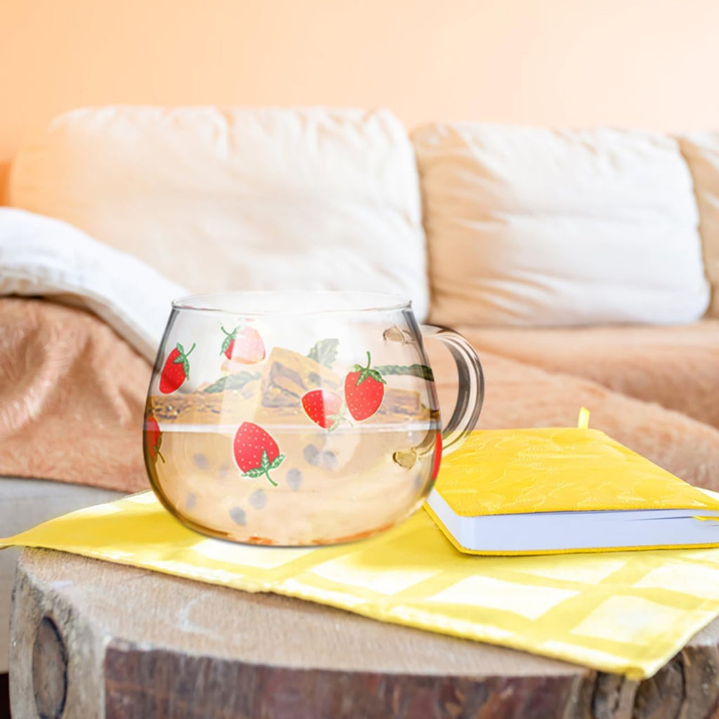 Cute 2pcs 400ML Heat-Resistant Glass Strawberry Cups
