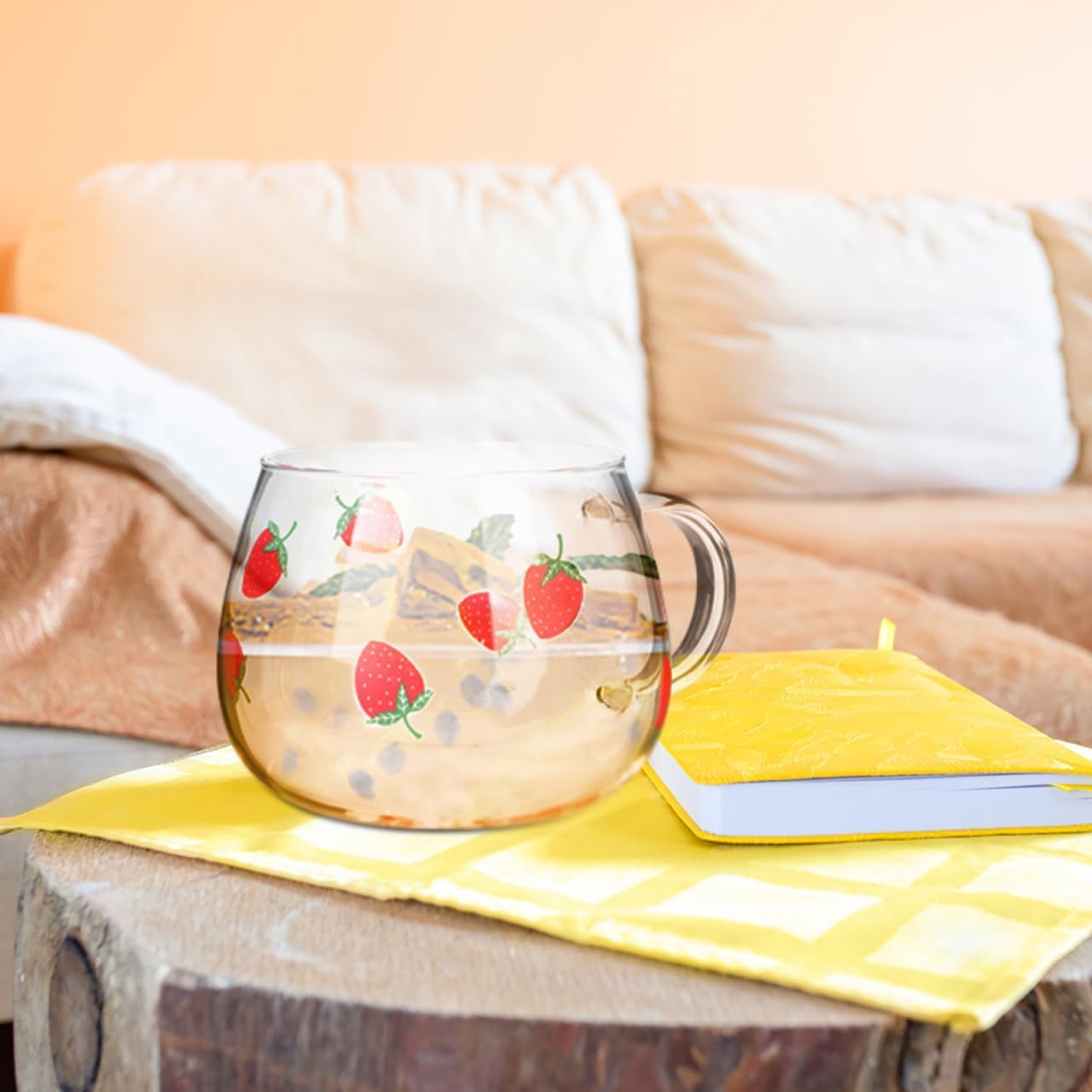 Cute 2pcs 400ML Heat-Resistant Glass Strawberry Cups