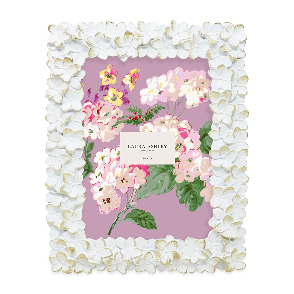 Flower Textured Hand-Crafted Resin Picture Frame w/Easel & Hook for Tabletop & Wall Display, Decorative Floral Design Home D cor, Photo Gallery, Art