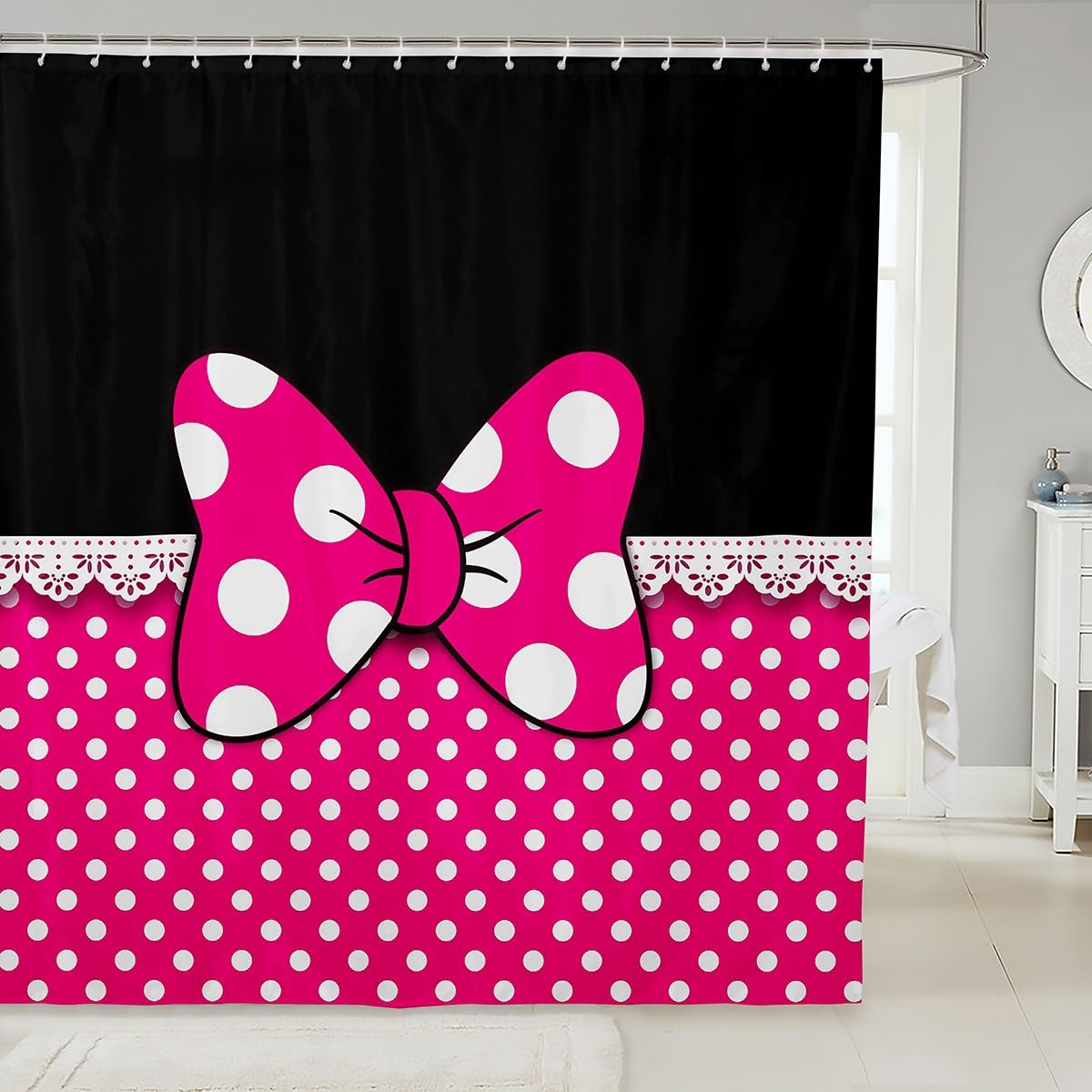 Cute Bathroom Curtains -  Waterproof Curtains, 12 Hooks Suits