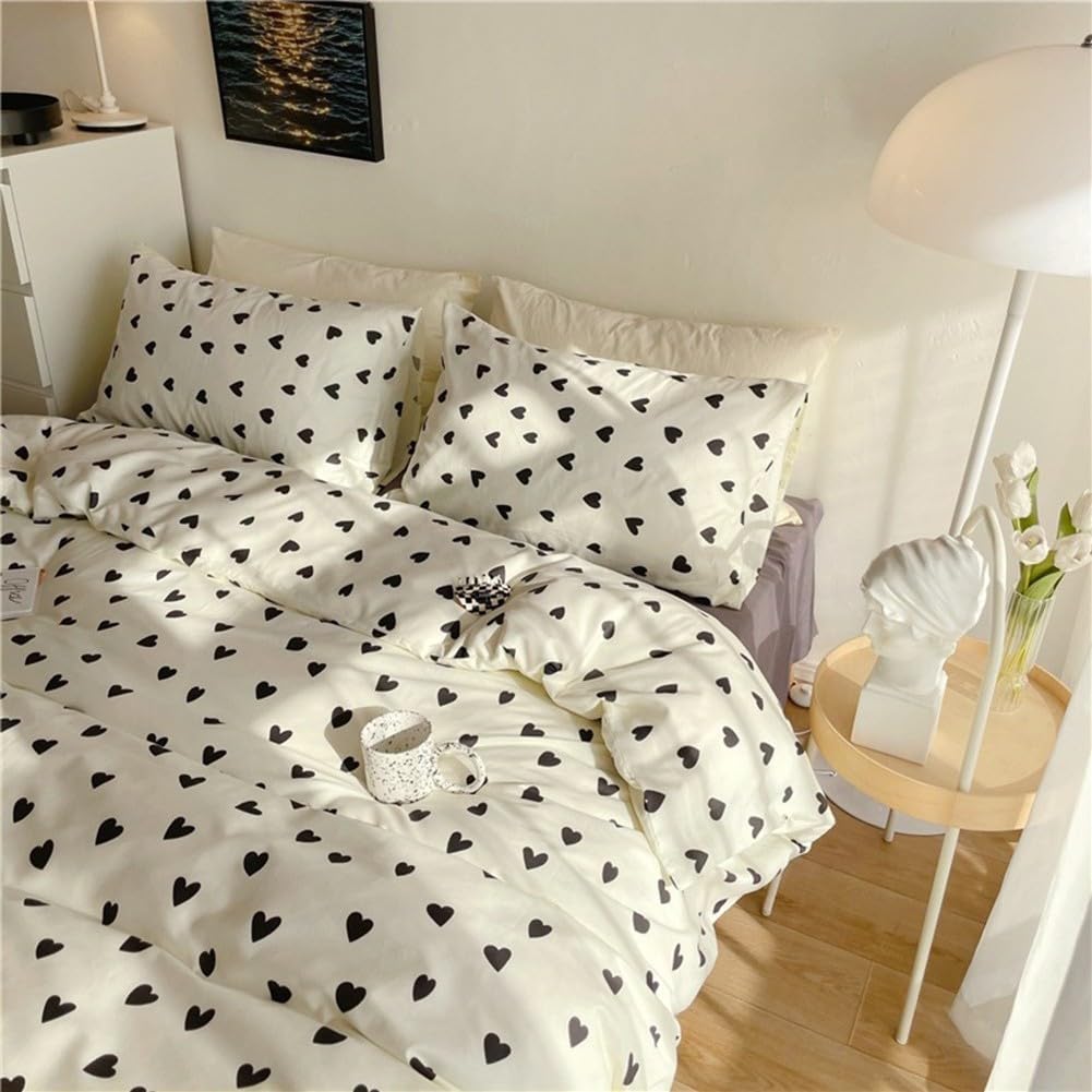 Duvet Cover Printed Bedding Set 3Pcs Girls Kawaii Pattern Comforter Cover with Zipper Closure Soft Breathable Microfiber