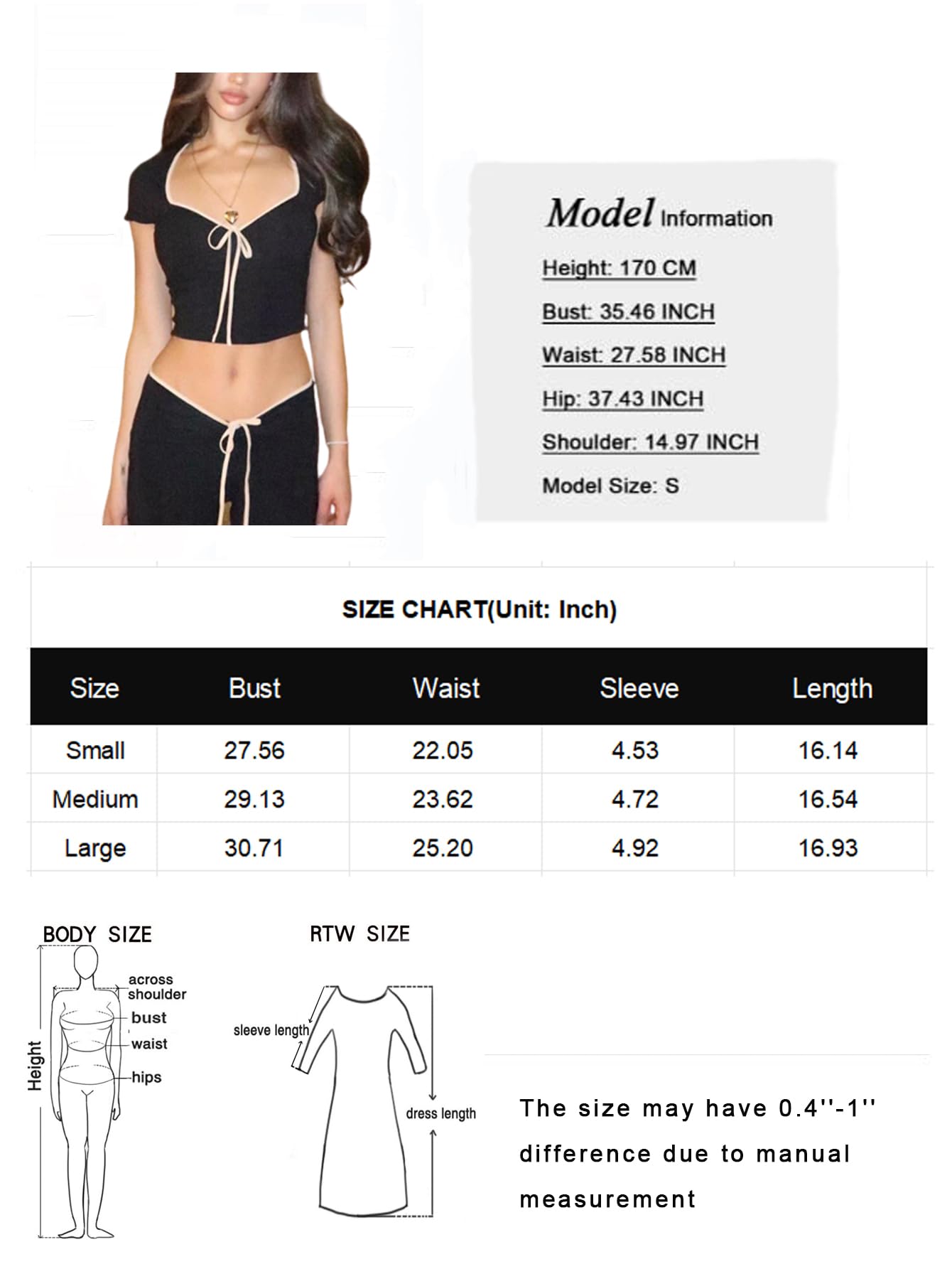 Womens Summer Short Sleeve Bow Square Neck Baby Tees Color Block Basic Crop Tops