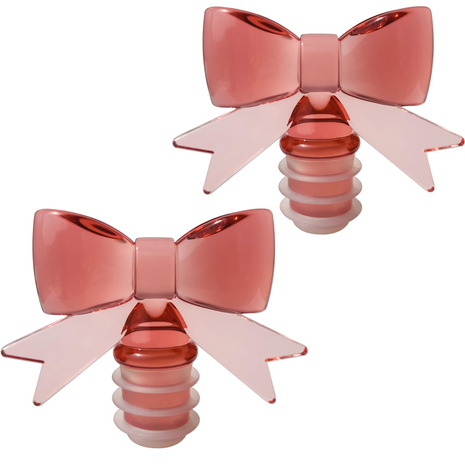 Cute Bowknot Wine Bottle Stoppers - Food-Safe Silicone & Acrylic Resin, Leakproof Seal