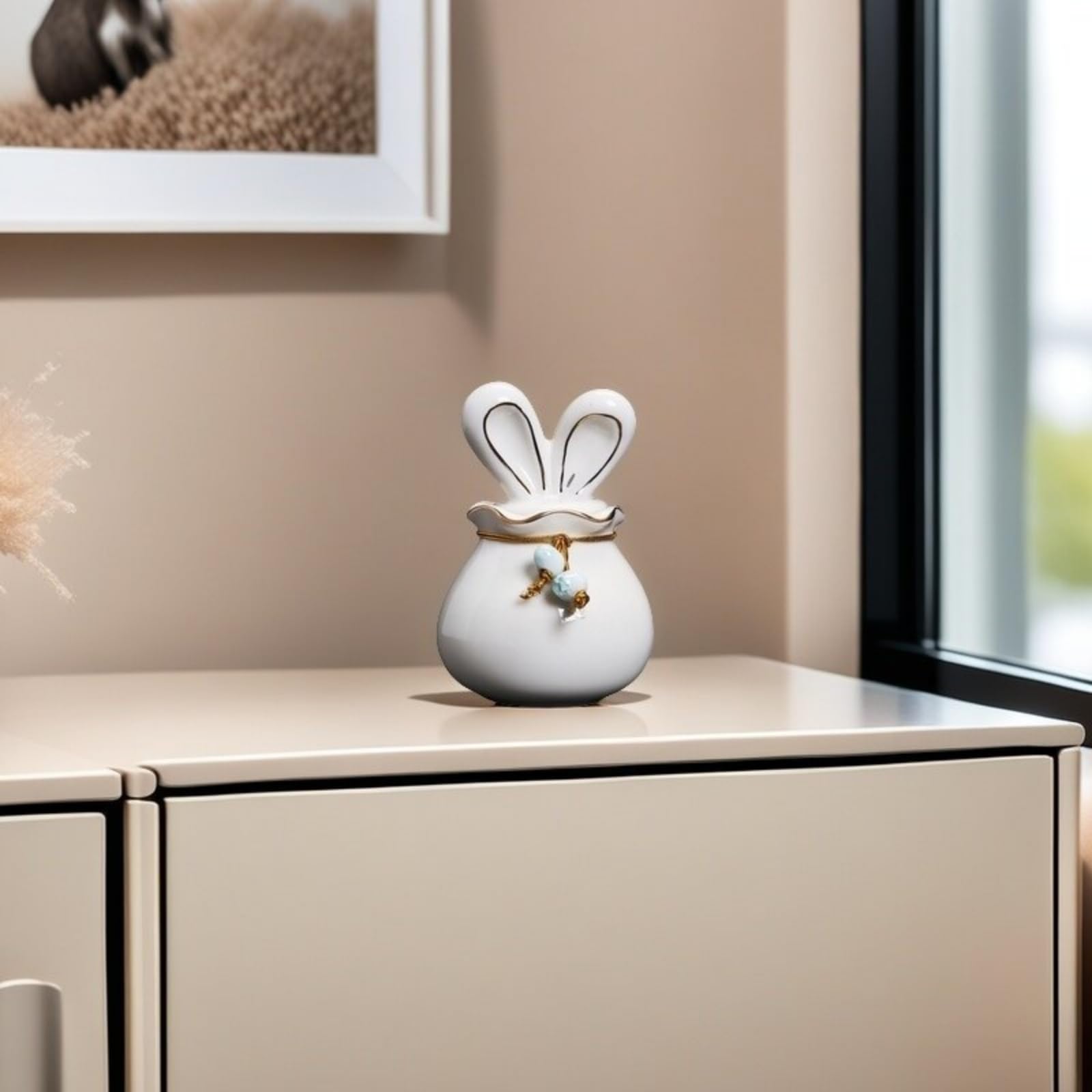Rabbit Shaped Ceramic Storage Jar, Ceramic Jewelry Trinket Box, Storage for Ring Necklace Bracelet Earrings Rings Specie and Accessories