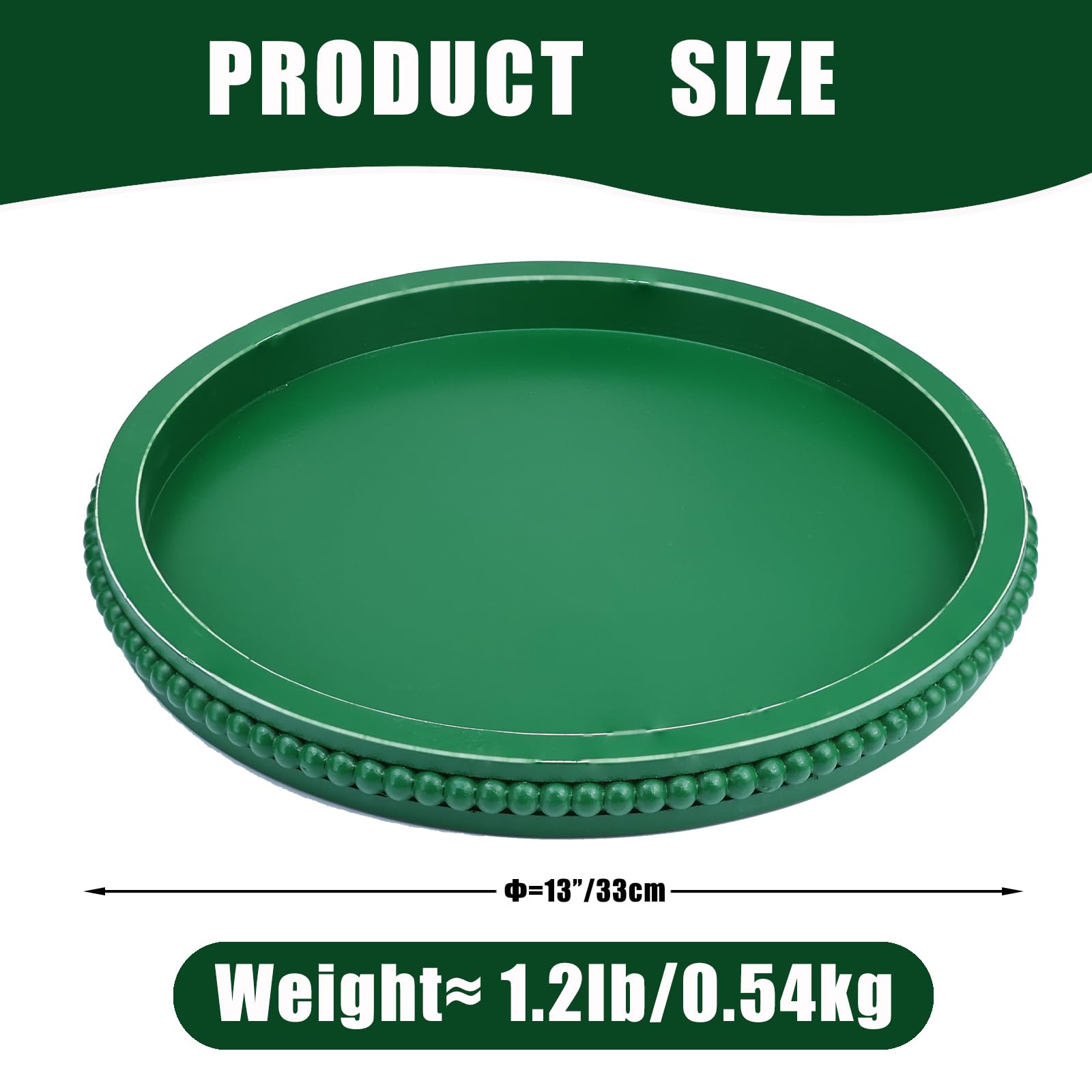 Round Wood Decorative Ottoman Tray for Coffee Table Kitchen Counter, Living Room, Handcrafted Wooden Serving Tray for Table Centerpiece