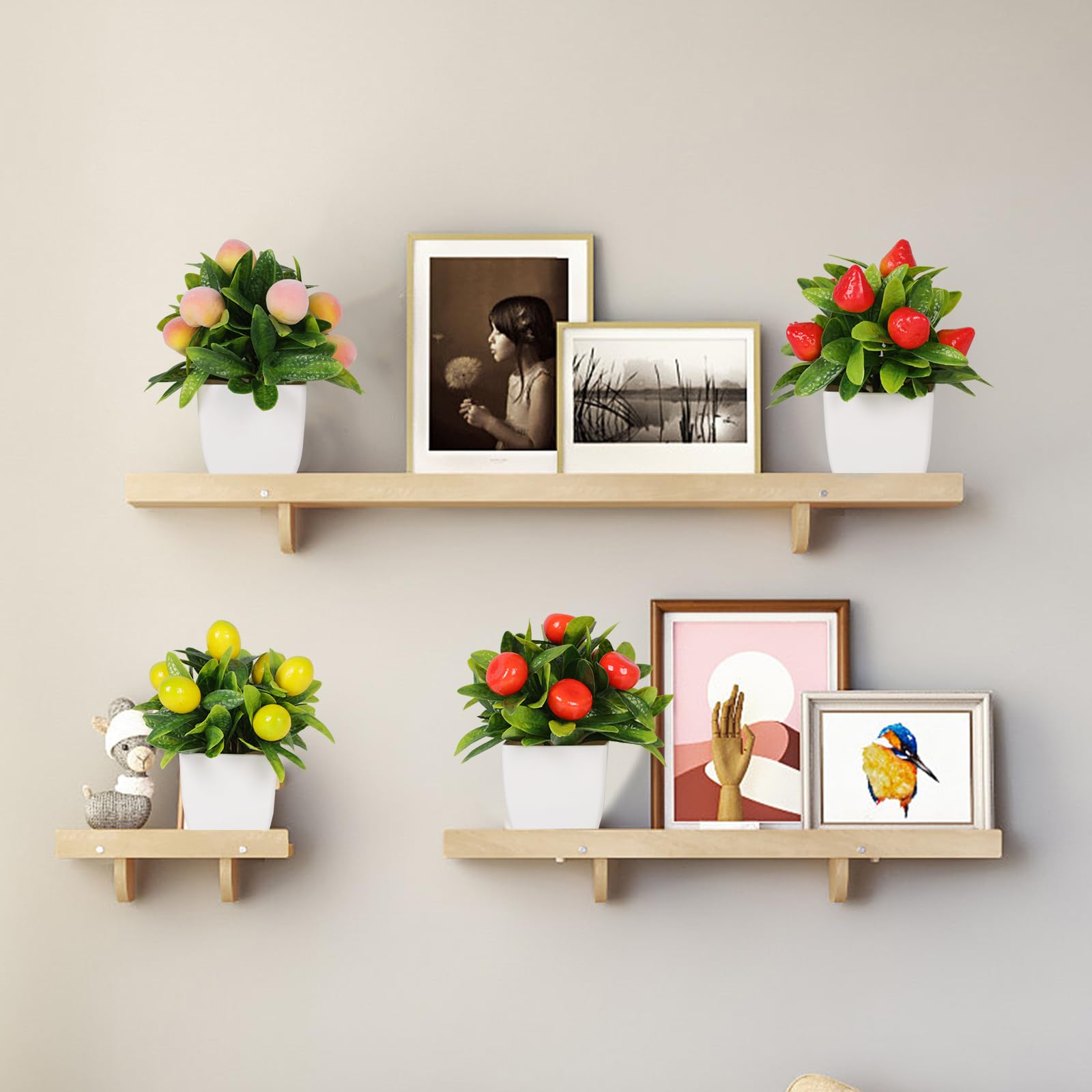 Fruit Artificial Plants Fake Fruit Potted Plant 6inches Fake 4pcs Tree with Small Pot Mini Fake Plant Decor