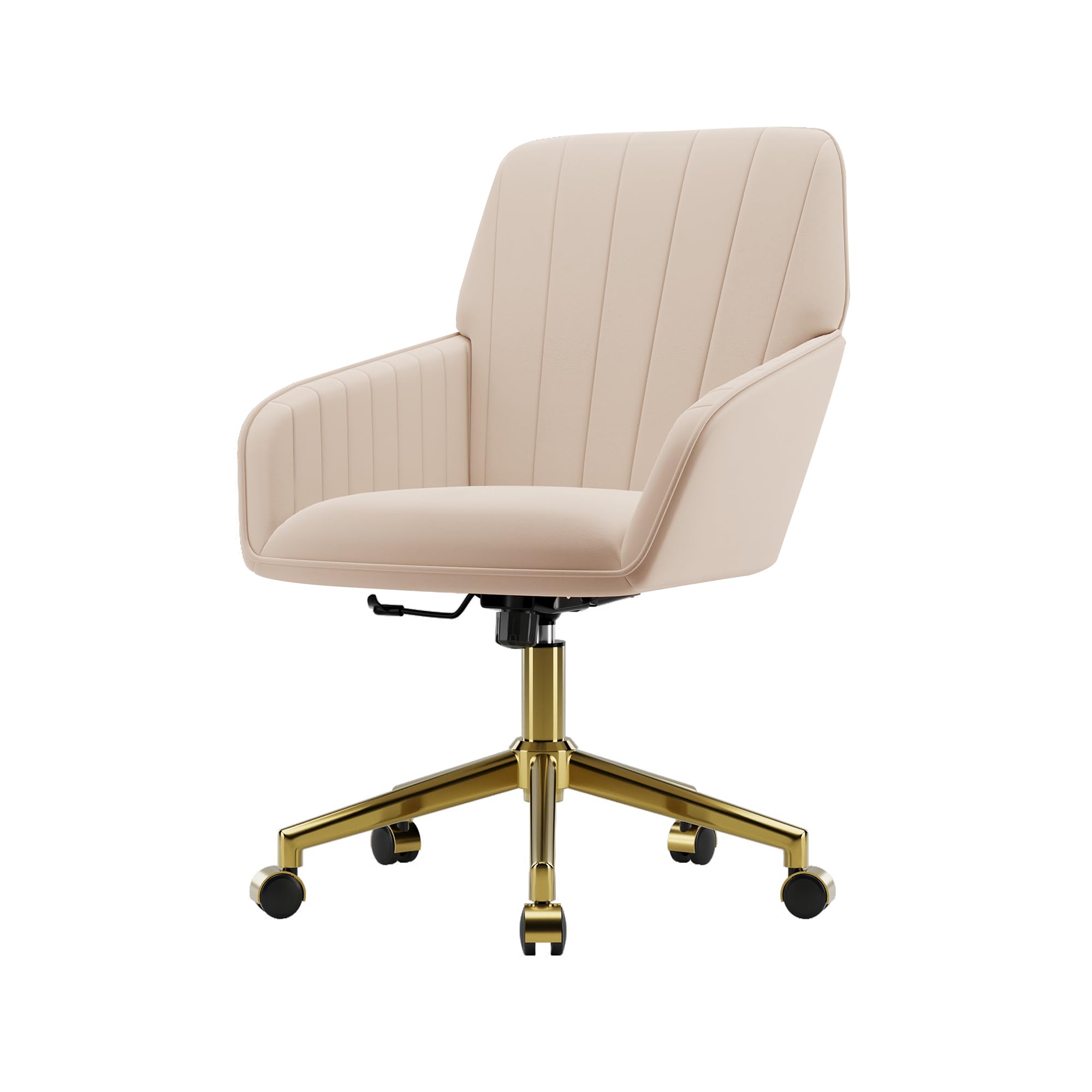 Velvet Modern Cute Chair with Back, Height Adjustable Upholstered Vanity Chair with Swivel Wheels