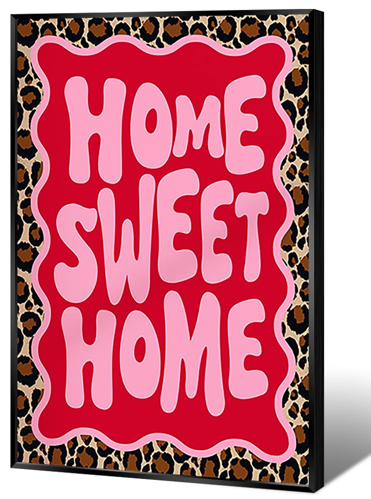 Vintage Leopard Wall Art Red Poster Fashion Cheetah Decor